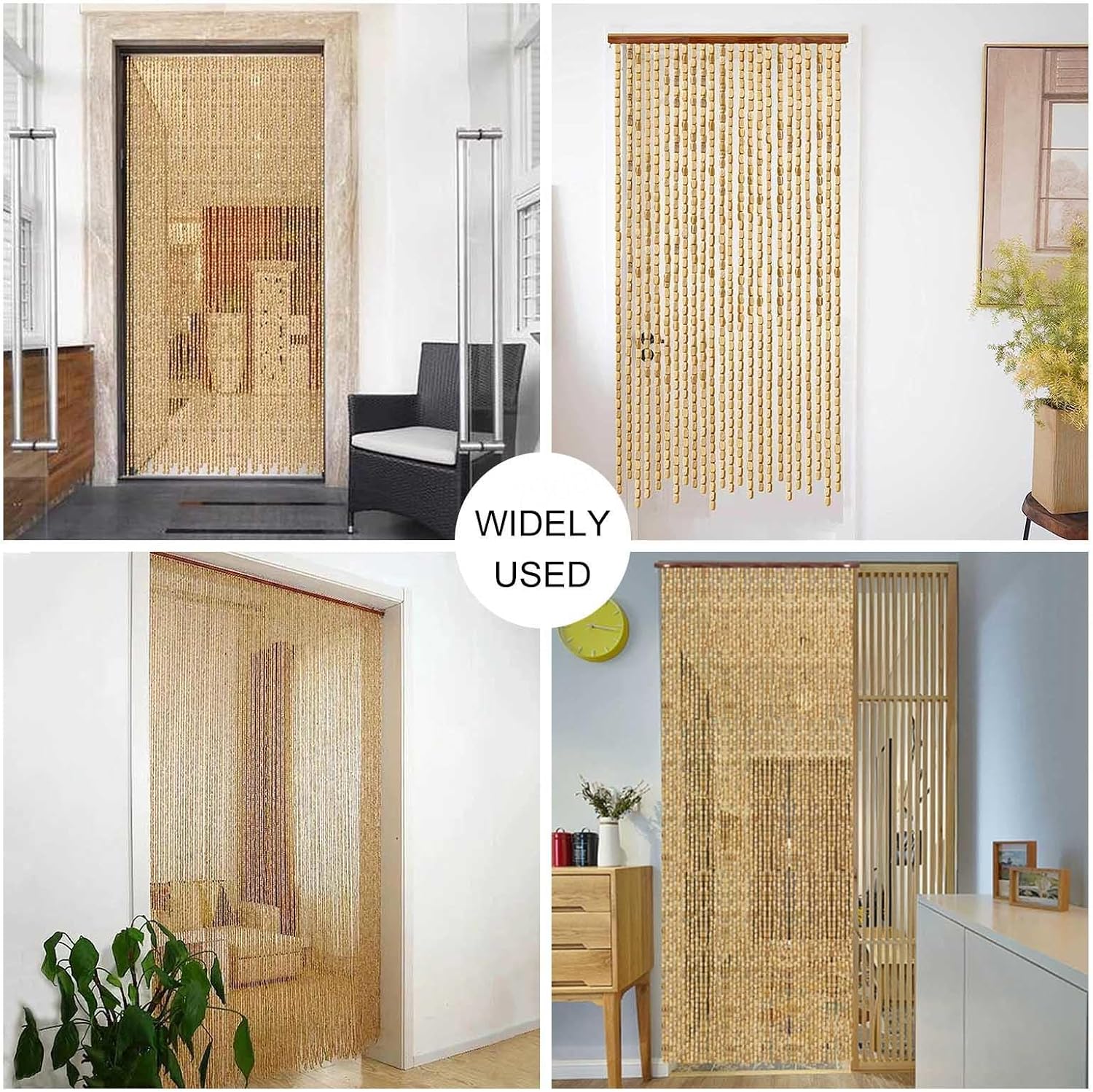 Jolan Bamboo Beaded Curtain Fly Screen Natural 35x79in