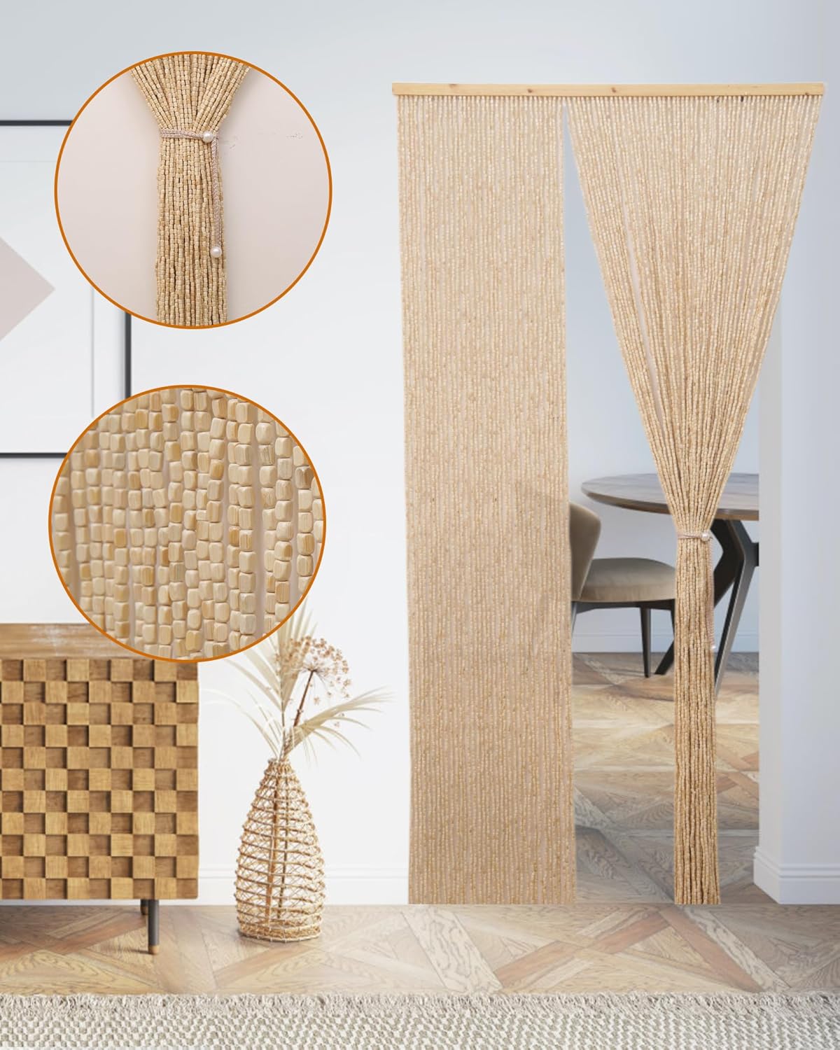 Erfolkerz Bamboo Beaded Curtain 355 x 79 Insect Screen