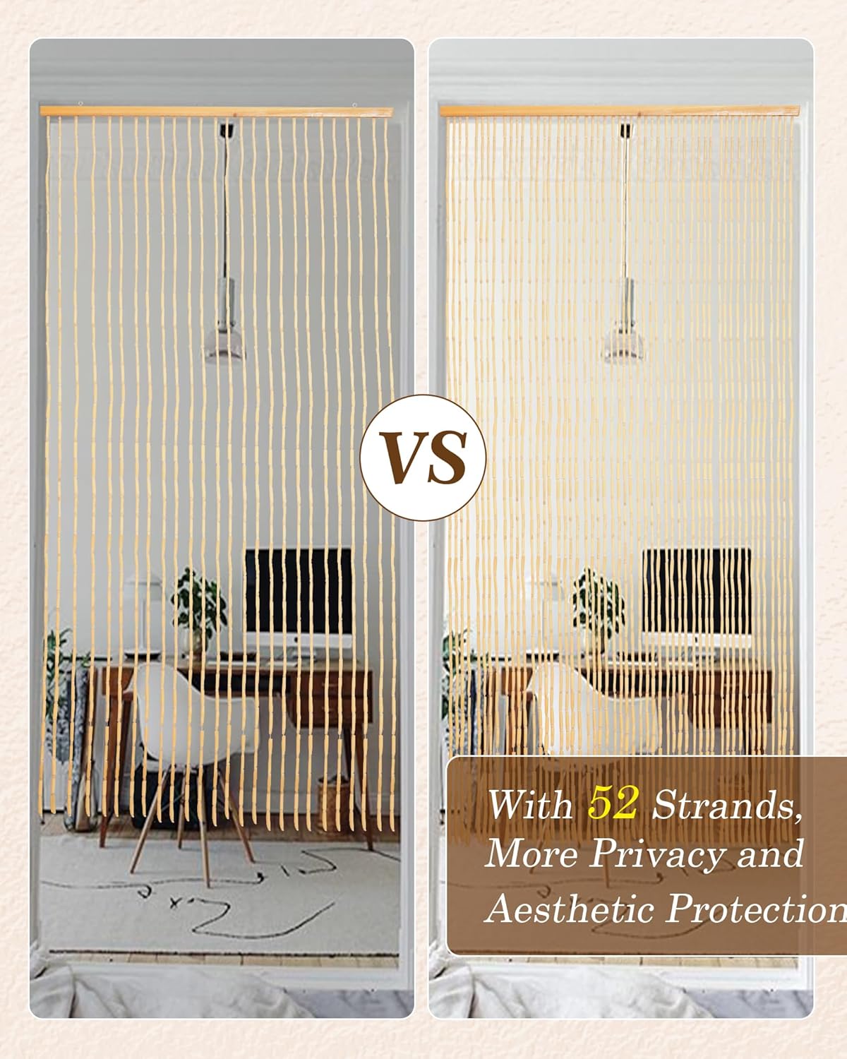 Ezcasch 52 Strands Bamboo Beaded Curtain Door Divider