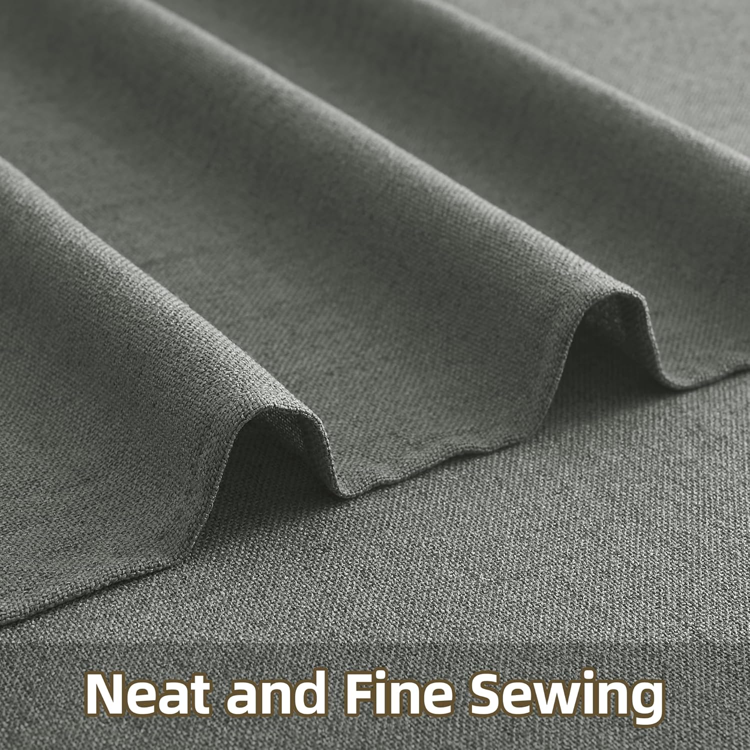 StangH Faux Linen Curtains 2 Panels Set Charcoal Grey 90 Inches Long
