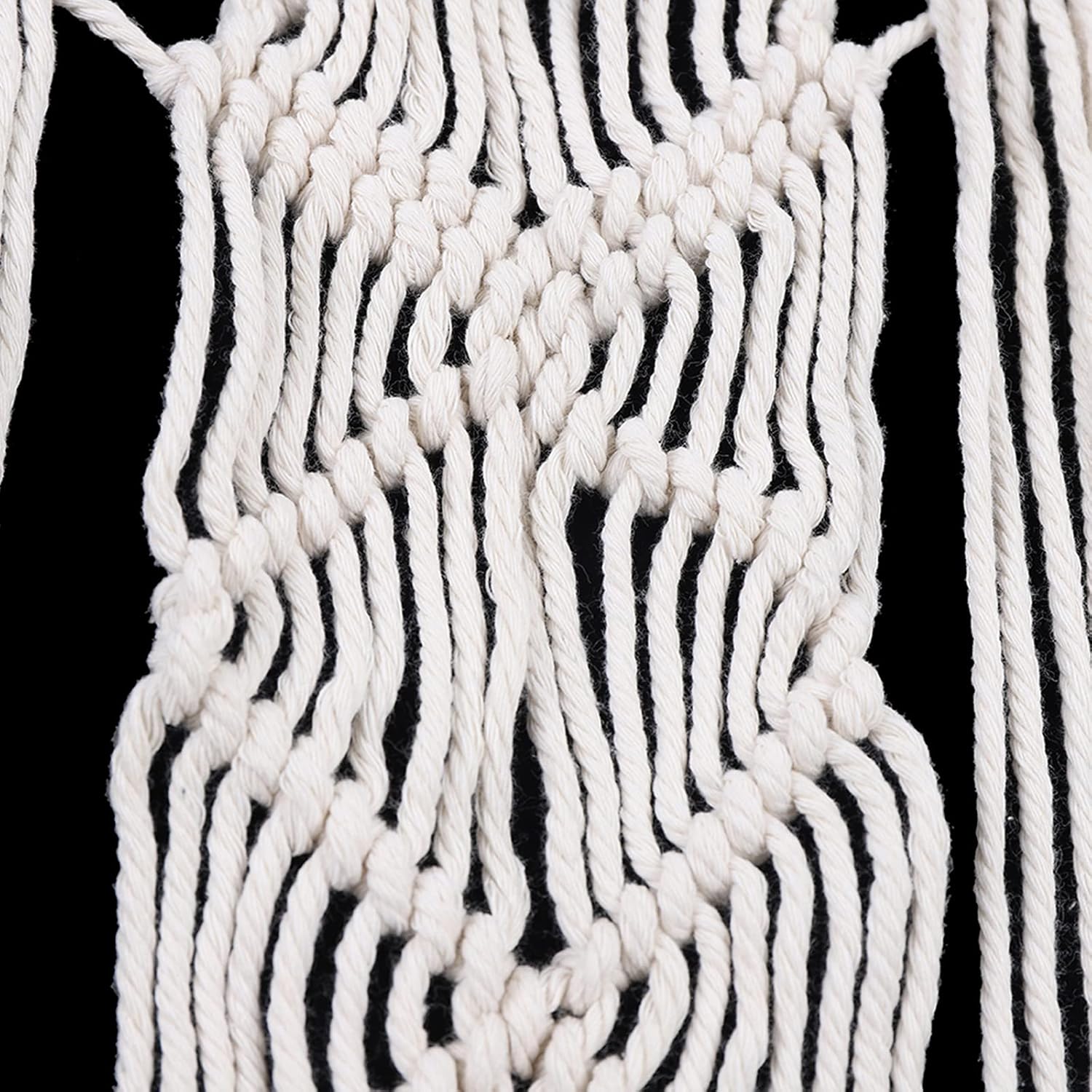 Boho Macrame Curtain for Window Doorway Handmade Beige