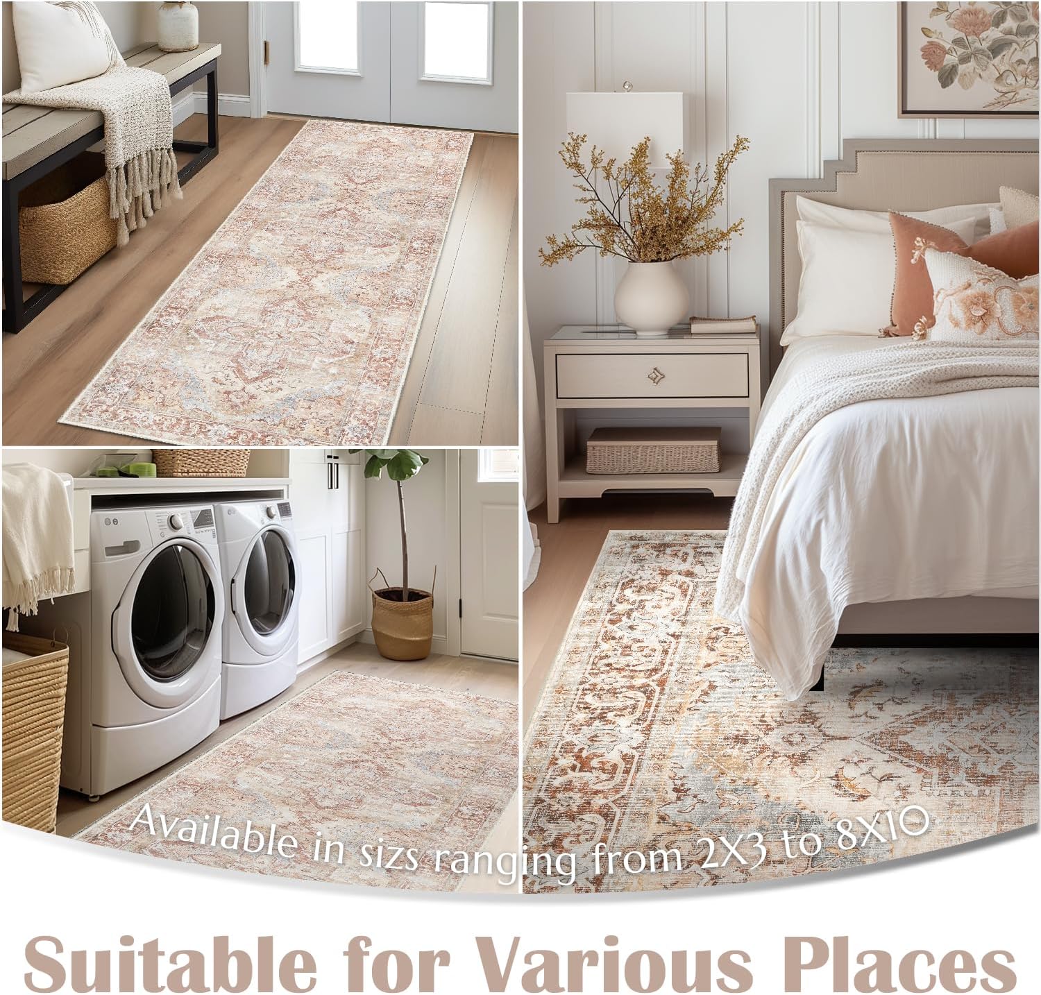 Jinchan Runner Rug 2x6 Washable Indoor Non-Slip Accent Carpet