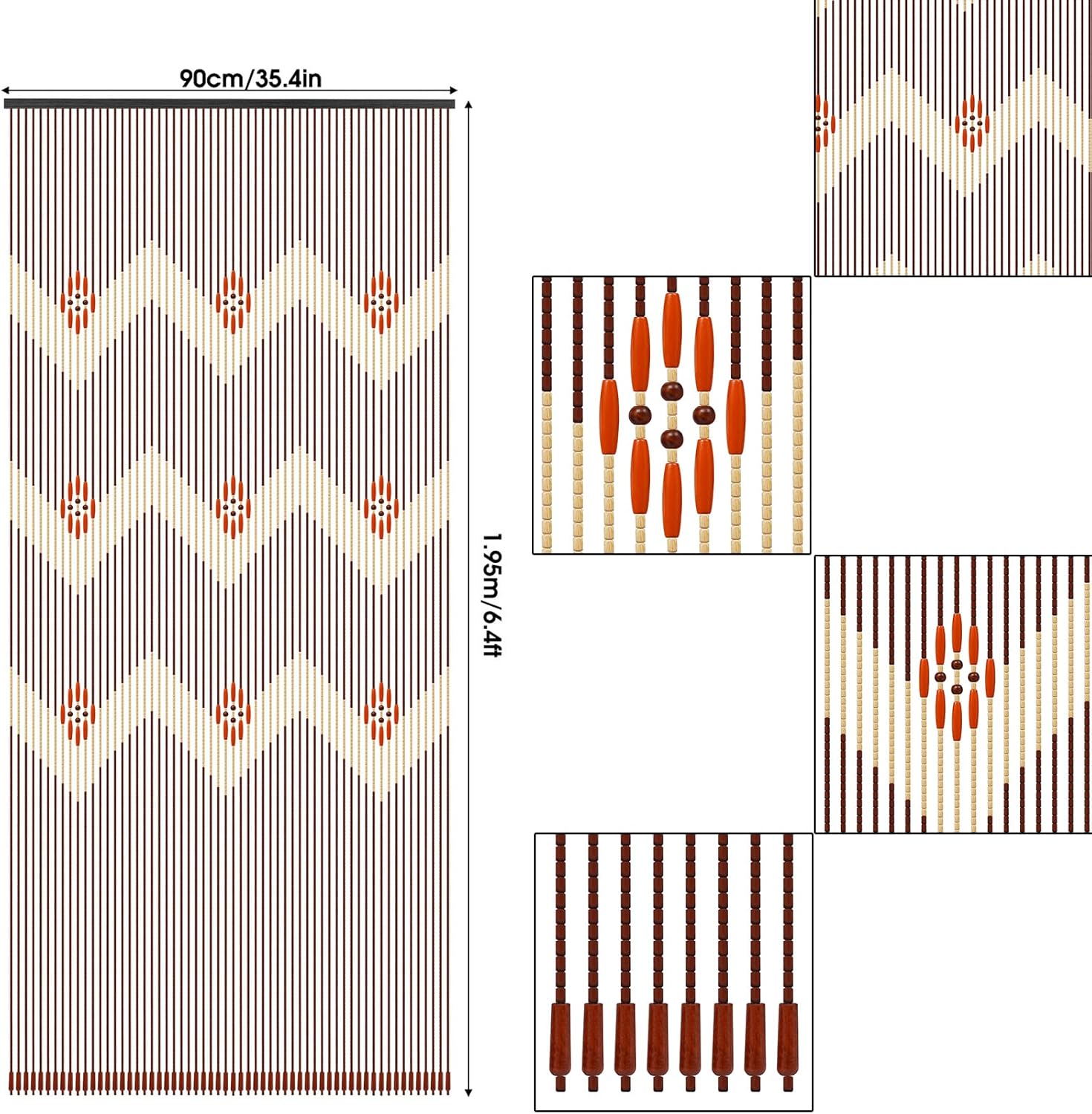 LOYALHEARTDY 60 Strand Bamboo Beaded Curtain