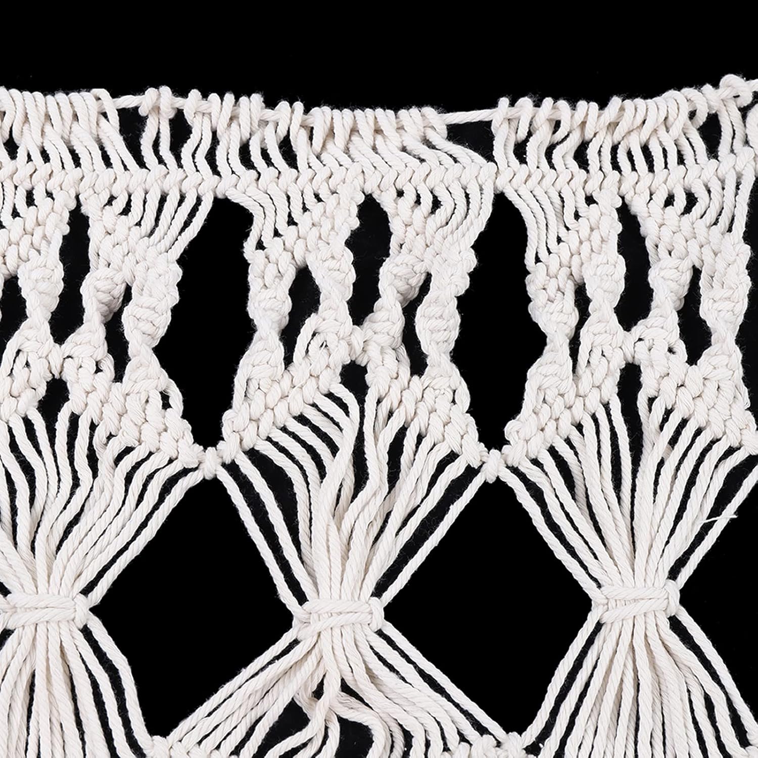 Boho Macrame Curtain for Window Doorway Handmade Beige