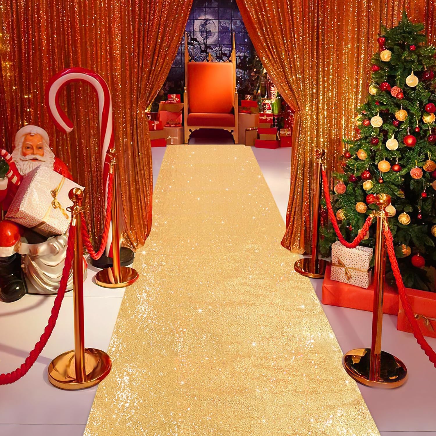 Gold Sequin Aisle Runner 2ft x 15ft for Weddings and Parties