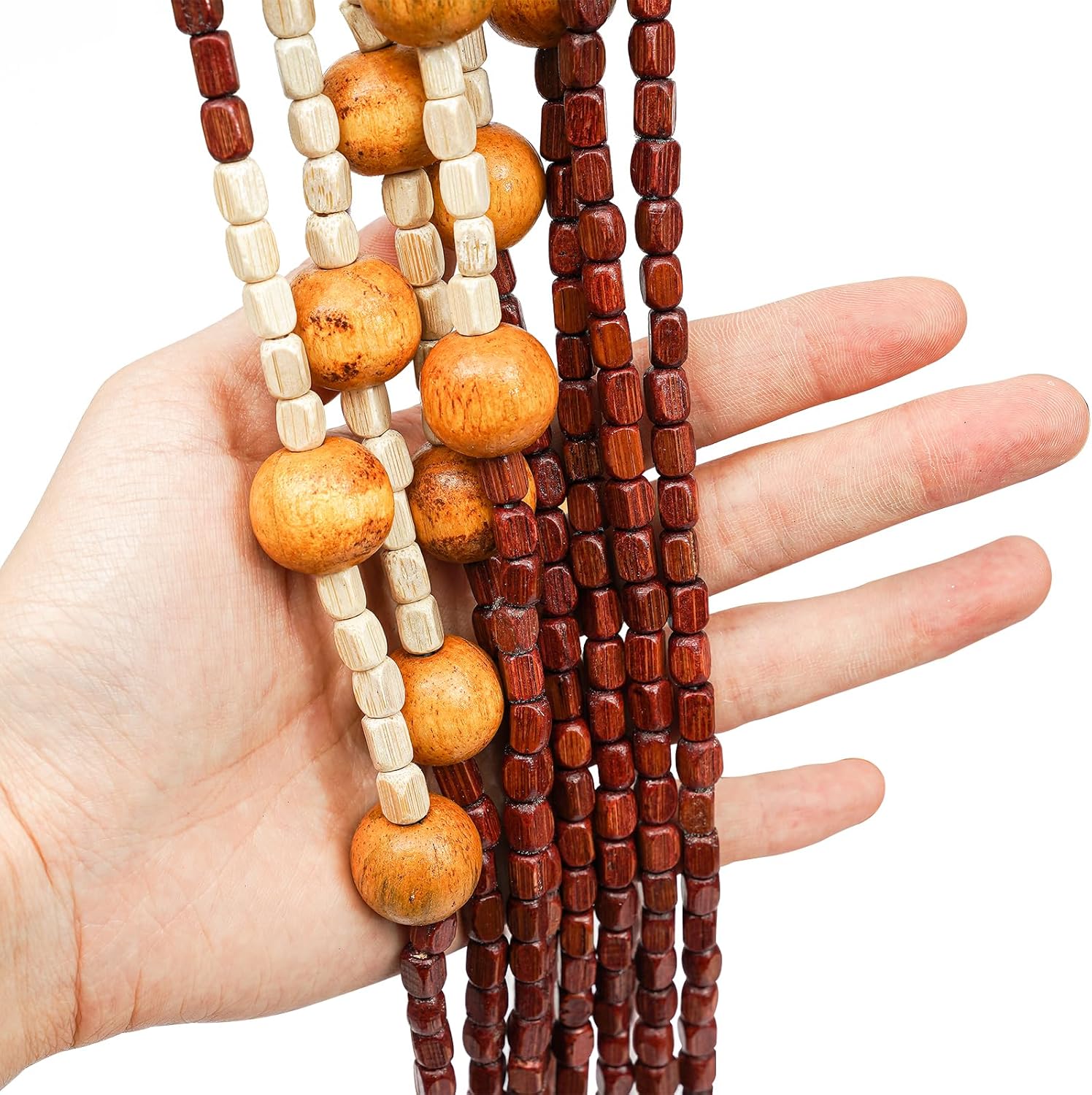 Natural Wood Bamboo Door Beaded Curtain with 52 Beads