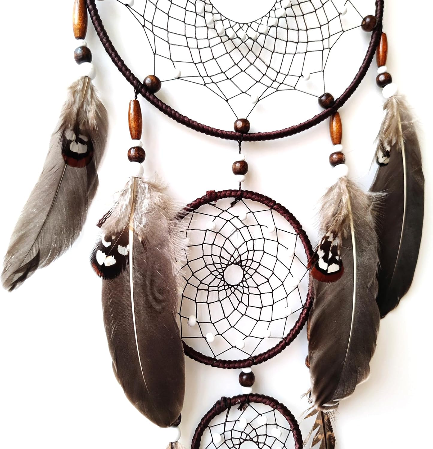 Brown Dream Catcher Large Wall Decor Handmade Feathers
