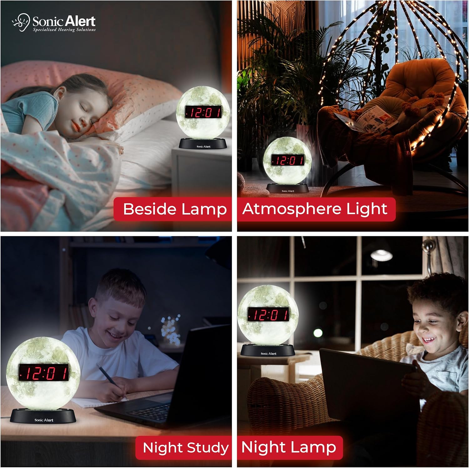 Sonic Alert Moon Alarm Clock Nightlight