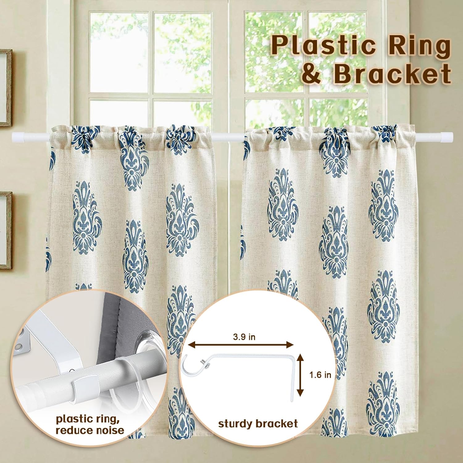 Matte White Curtain Rod 58 Inch Heavy Duty Set