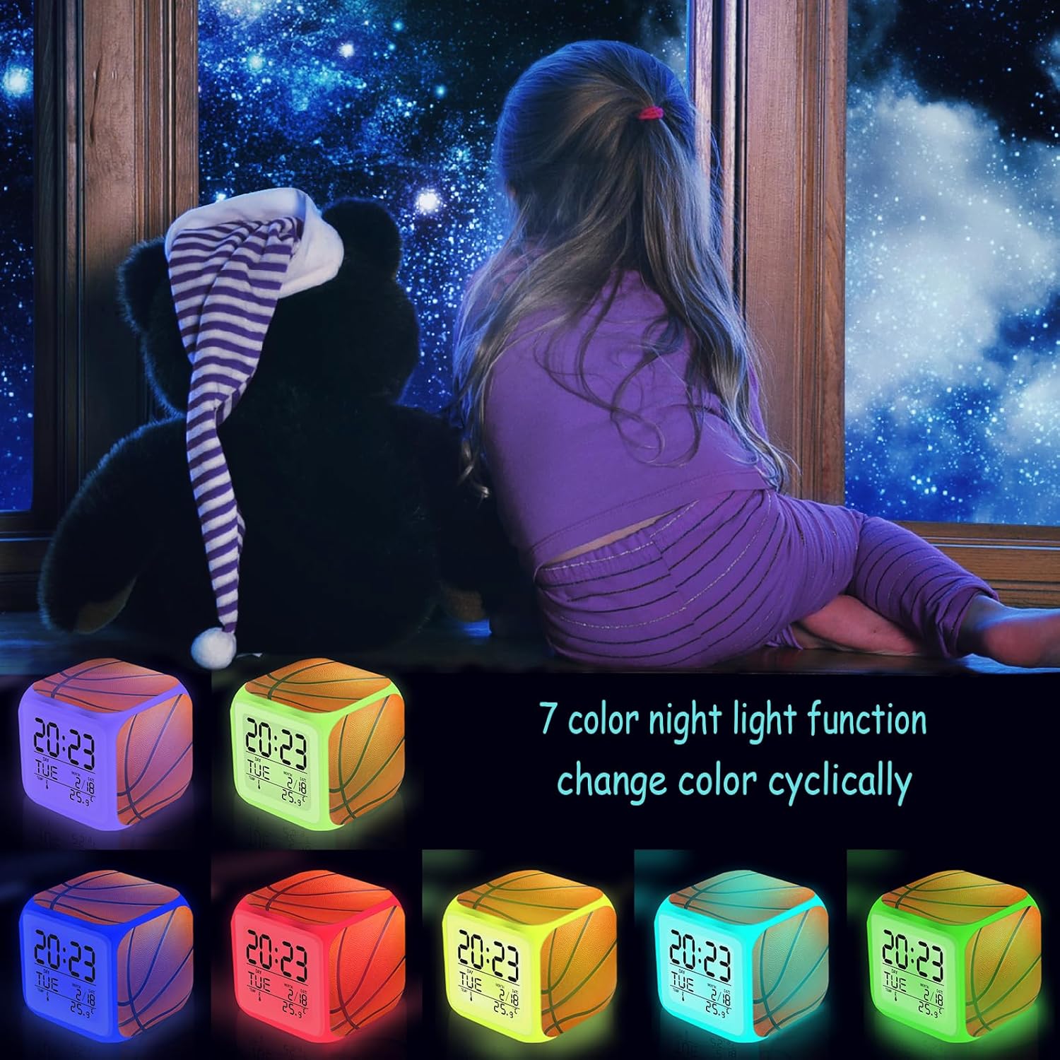 Basketball Alarm Clock with LED Nightlight