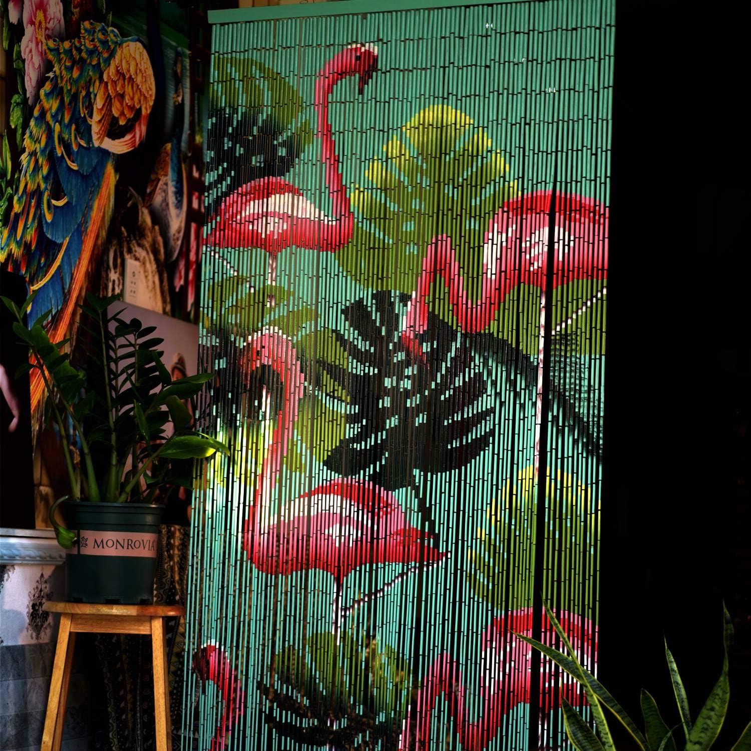 Flamingo Beaded Curtain for Doorway 90 Strands