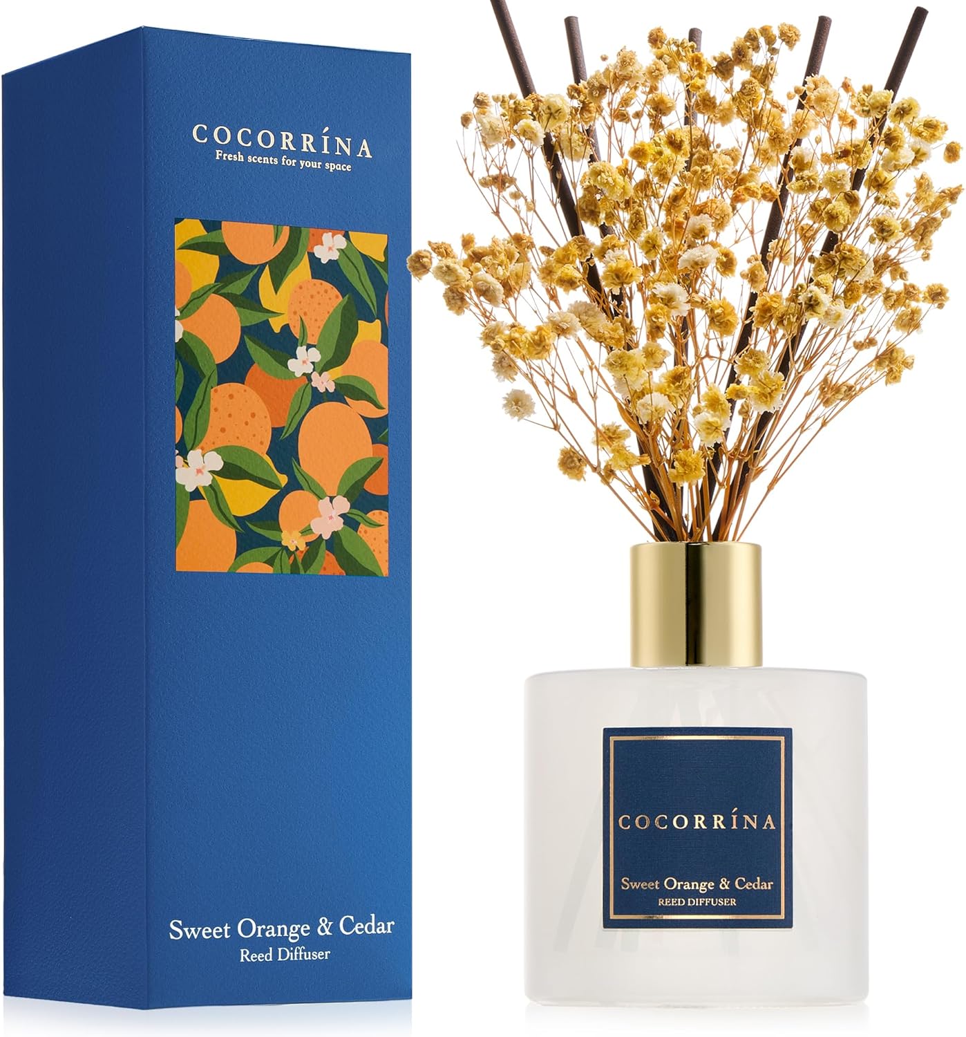 COCORRINA Reed Diffuser Sweet Orange Cedar 67 Fl Oz Set