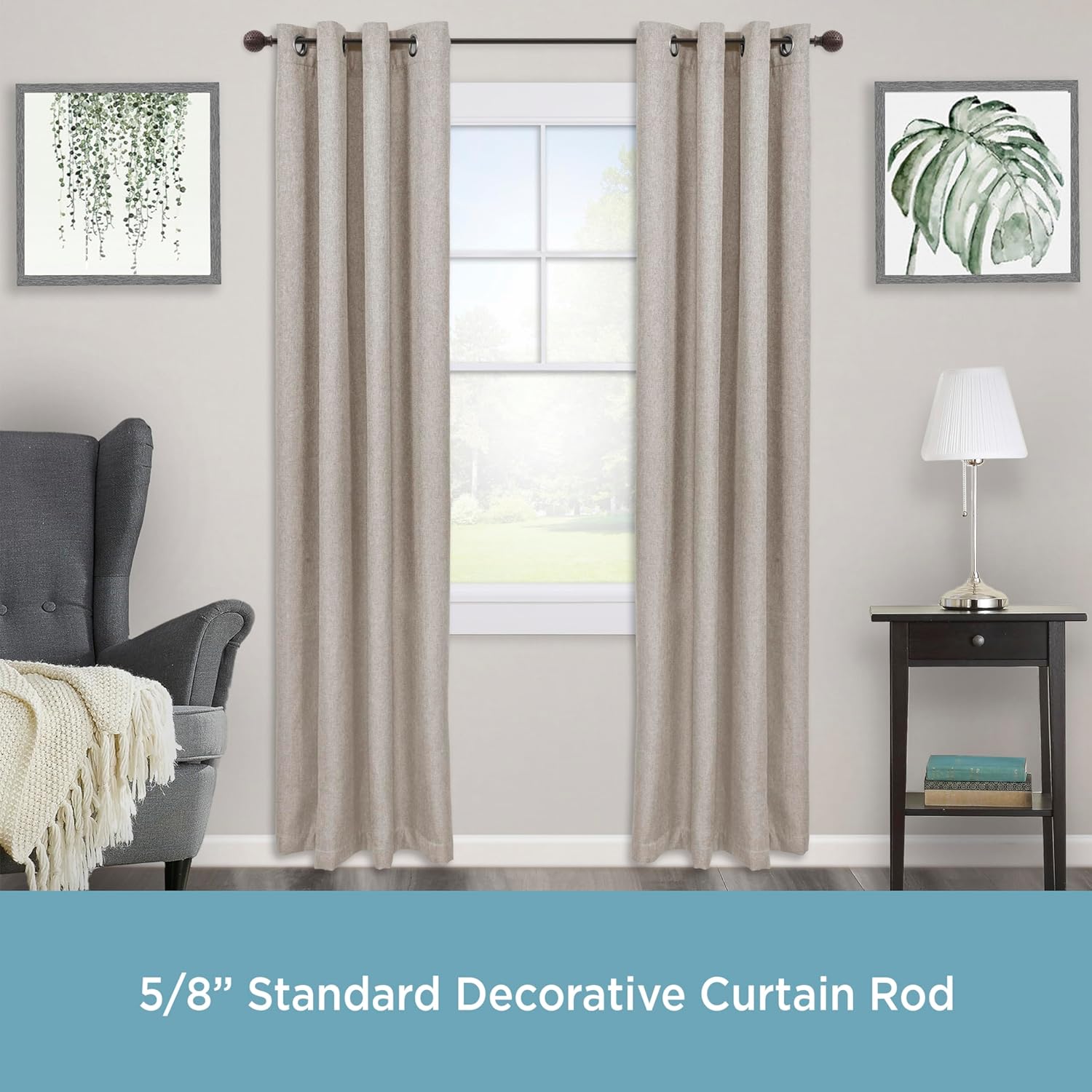 Kenney KN75798 Woven Ball End Window Curtain Rod
