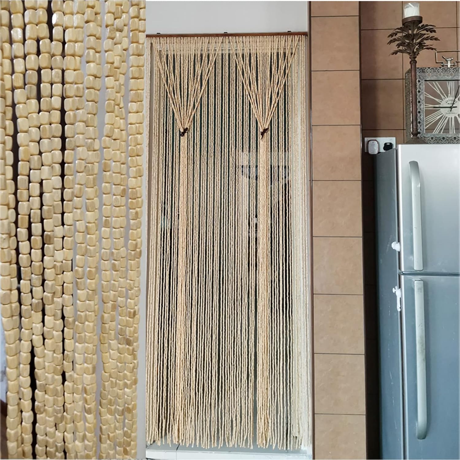 Bamboo Beaded Curtain for Doorway with Accessories