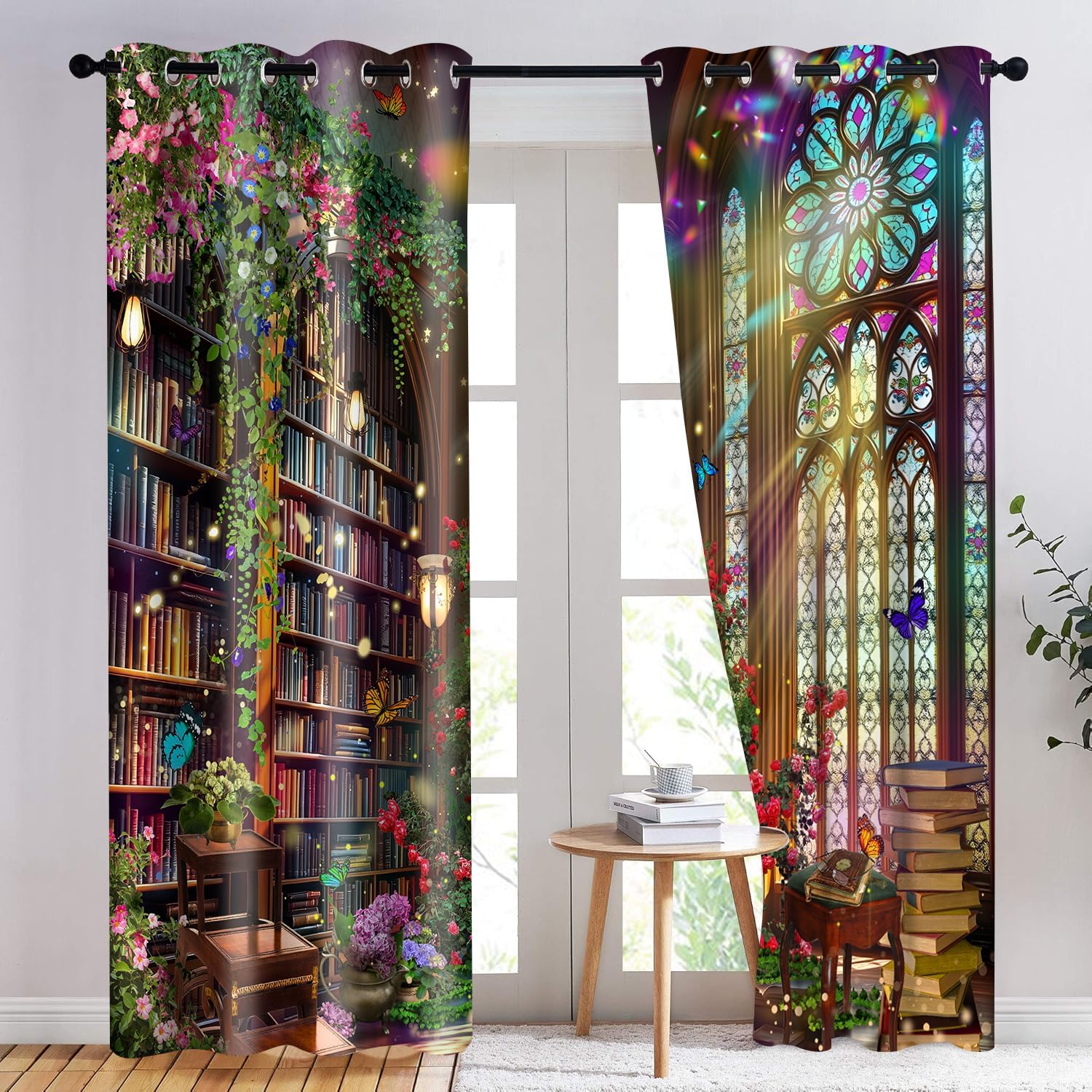 Fantasy Library Blackout Curtains 2 Panel Set
