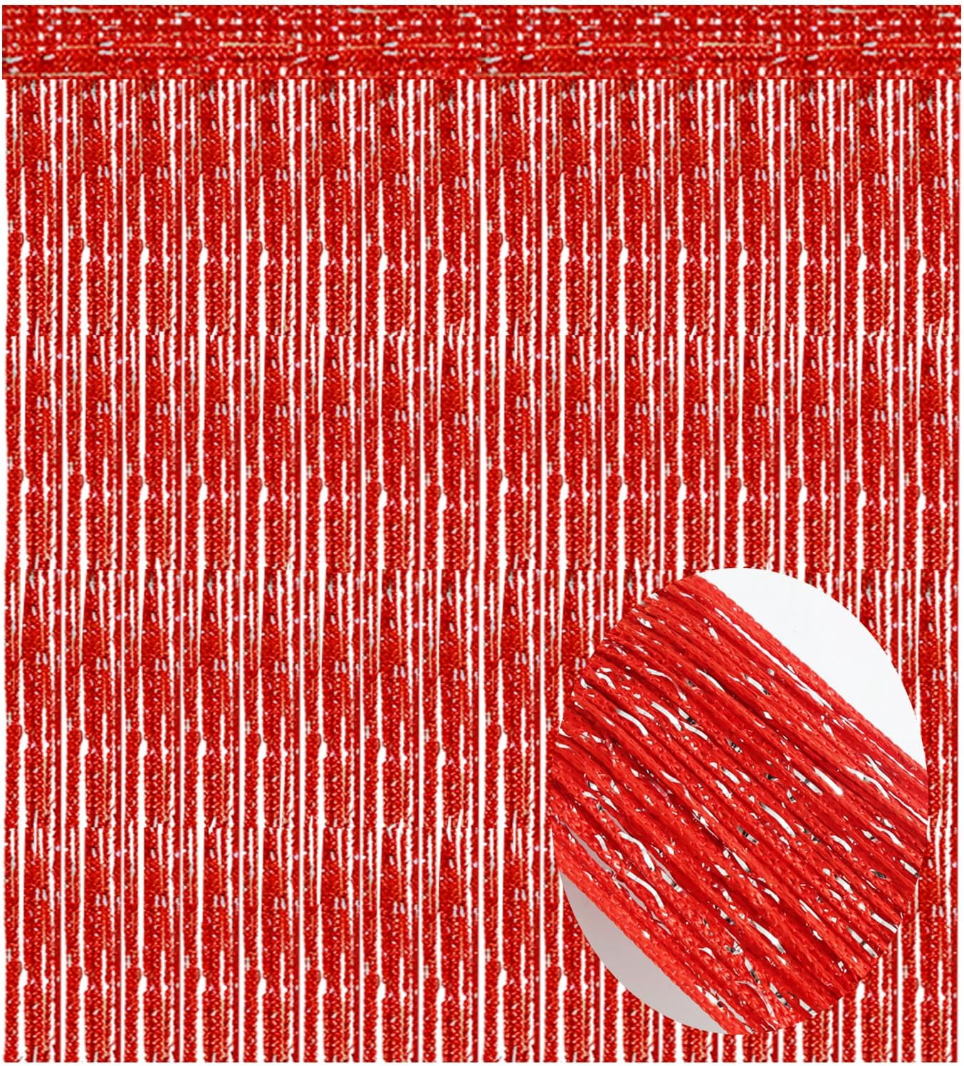 2Pack Red Romantic Curtain with Silver Ribbon