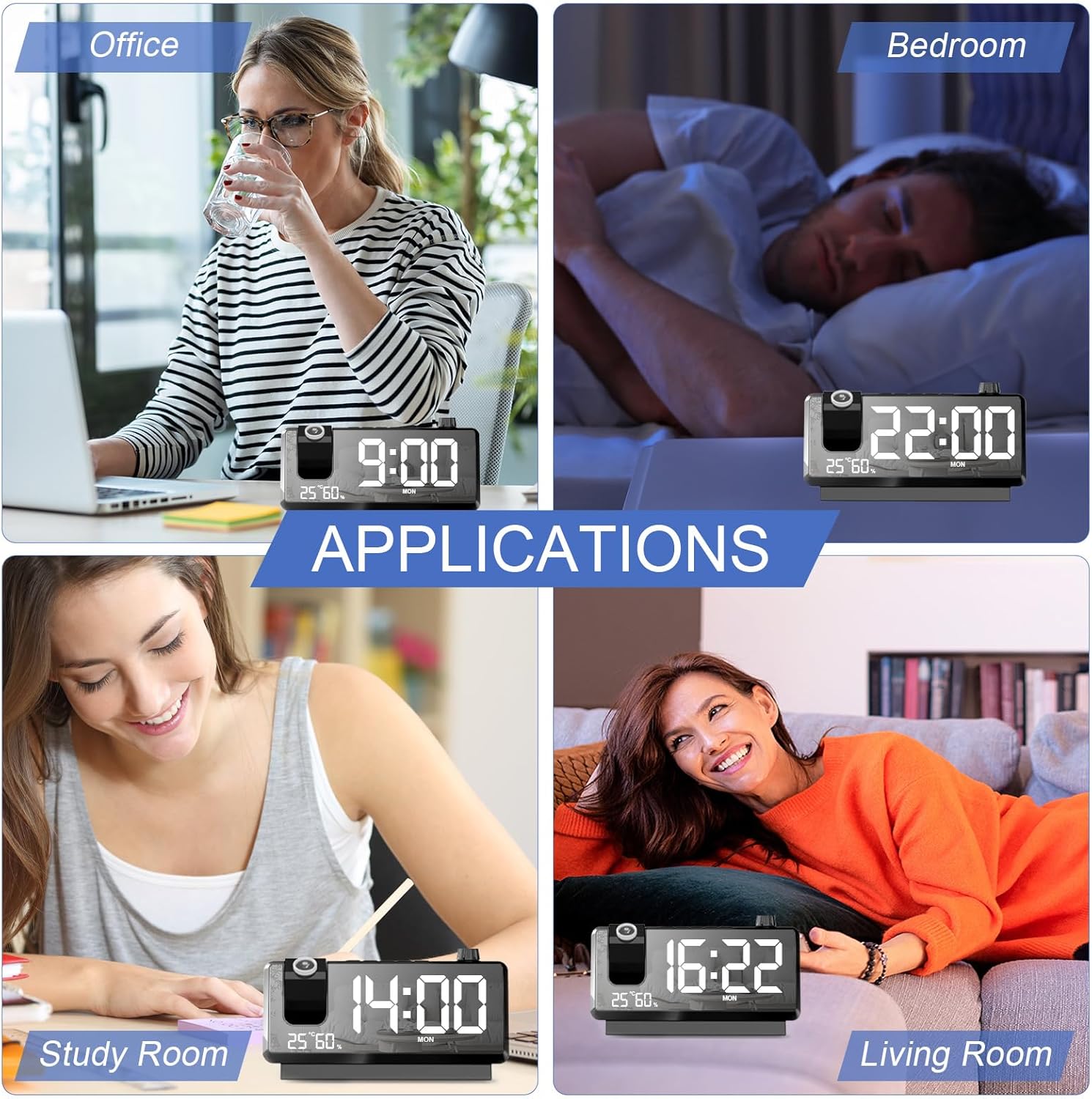 GuDoQi Projection Alarm Clock with 7 LED Display