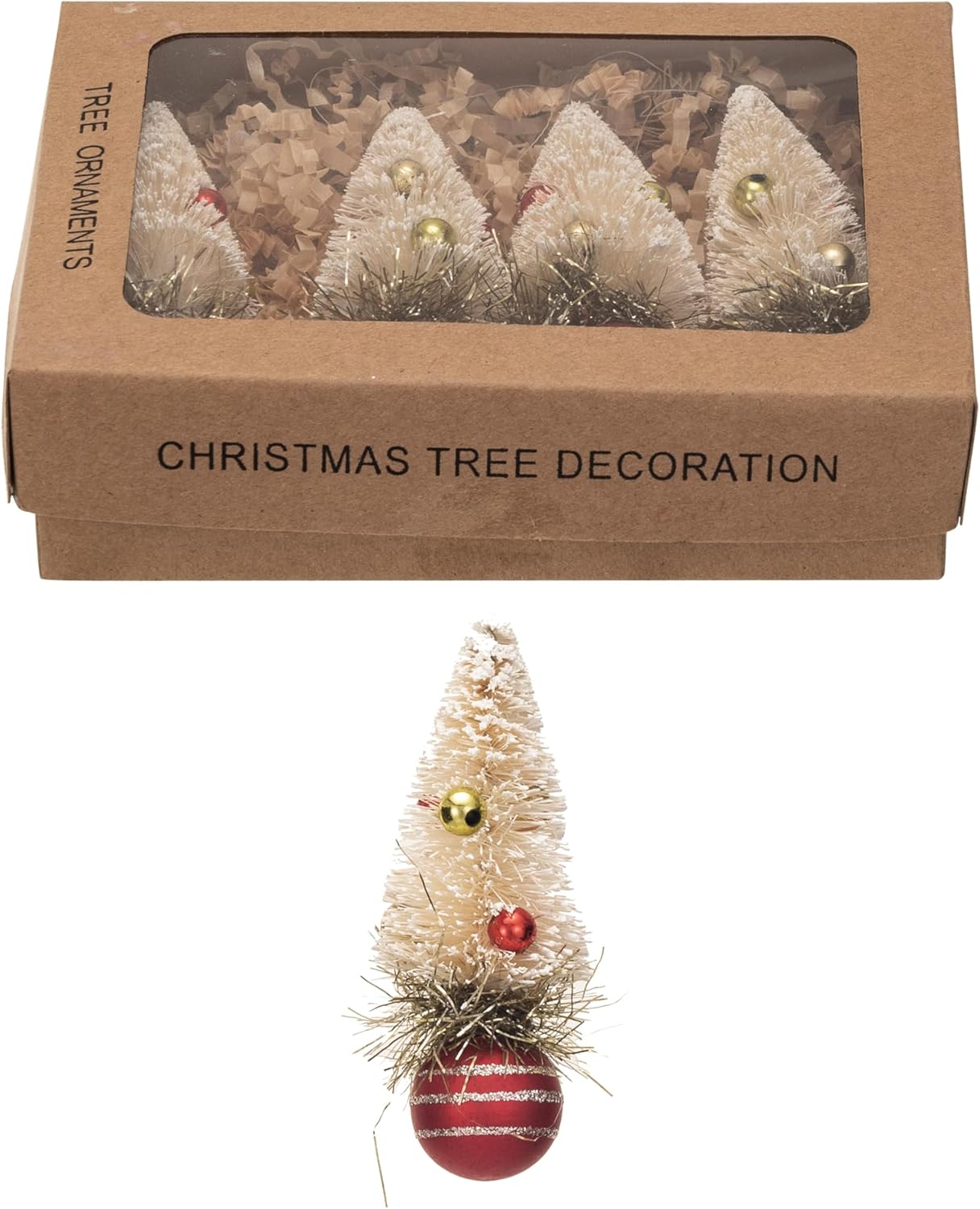 Creative Co Op Sisal Bottle Brush Tree Ornaments Set of 4