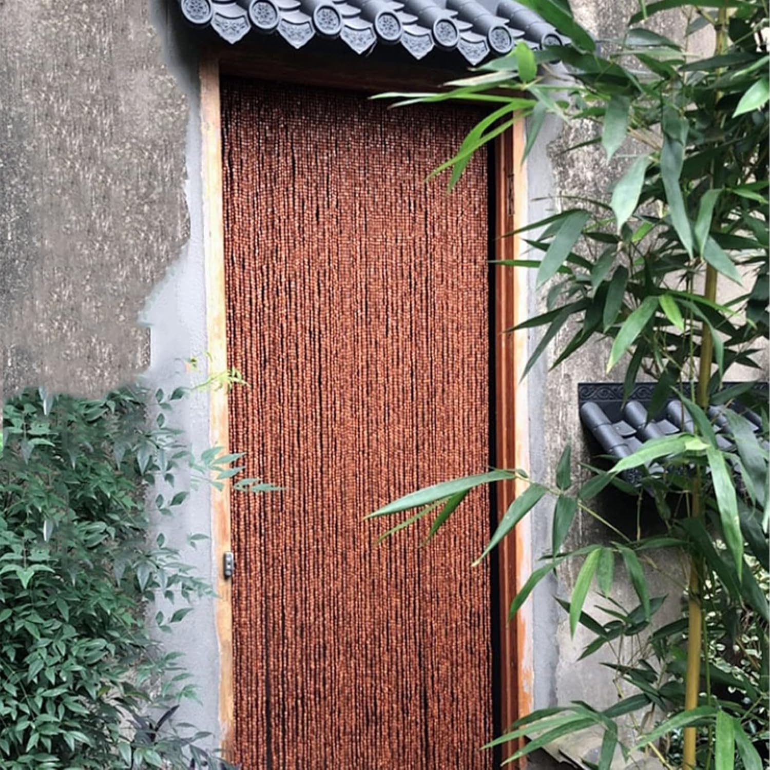 Natural Wood Bamboo Beaded Curtain for Home Doorways