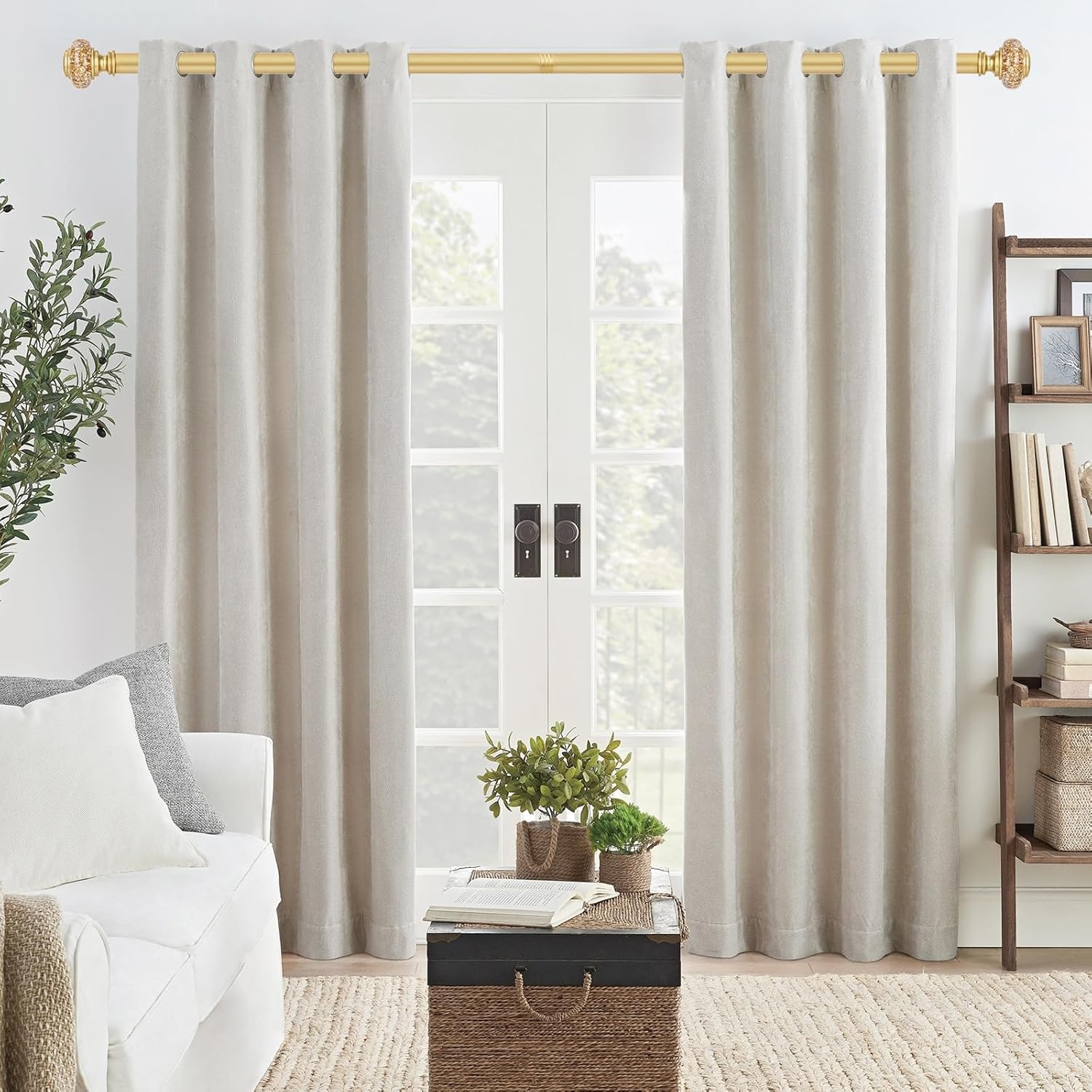 Gold Crystal Curtain Rod with Adjustable Finials