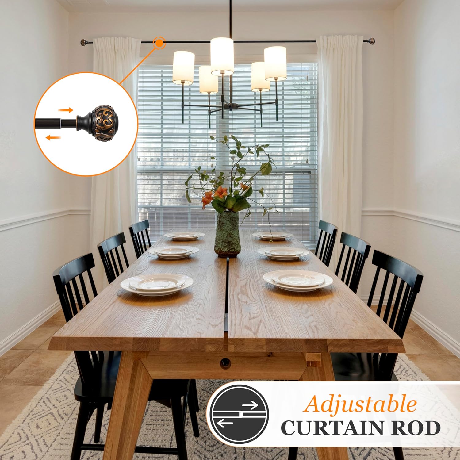 Kenney KNM75512 Decorative Window Curtain Rod with Scroll Ends