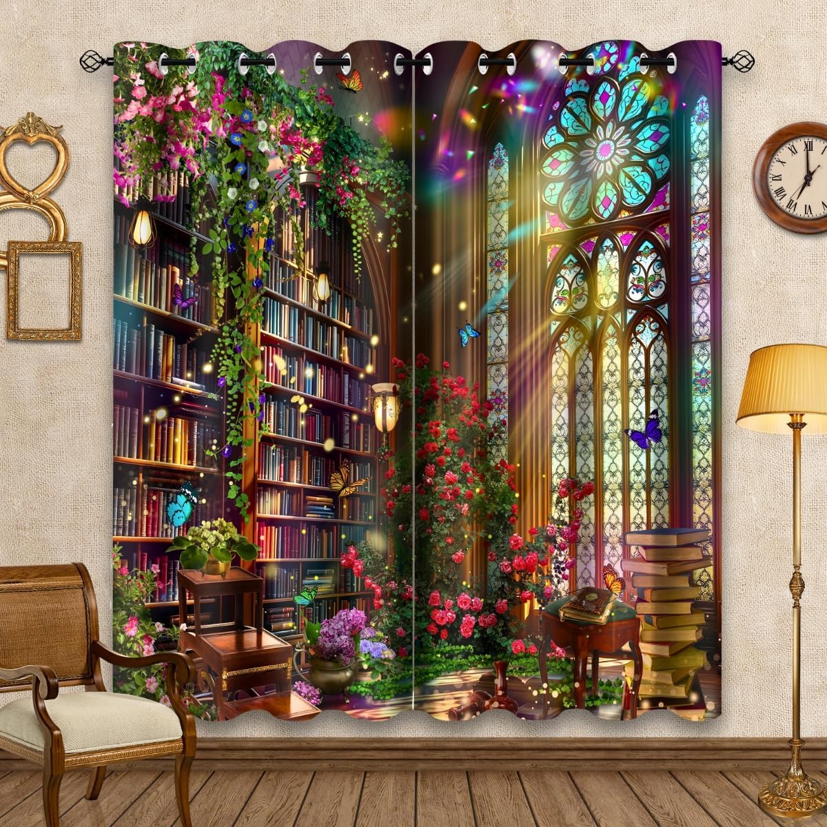 Fantasy Library Blackout Curtains 2 Panel Set