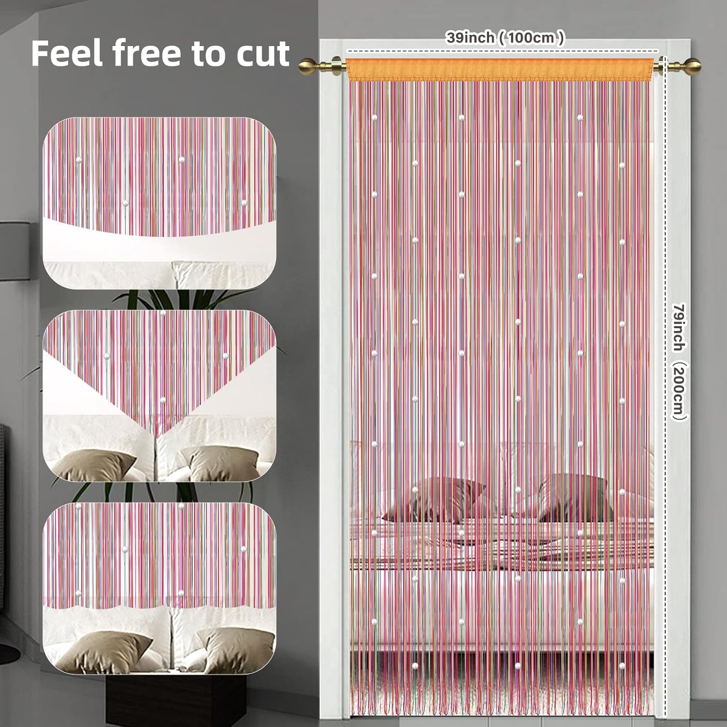 LaSyL Beaded String Curtains for Doorway 39x79 Inches