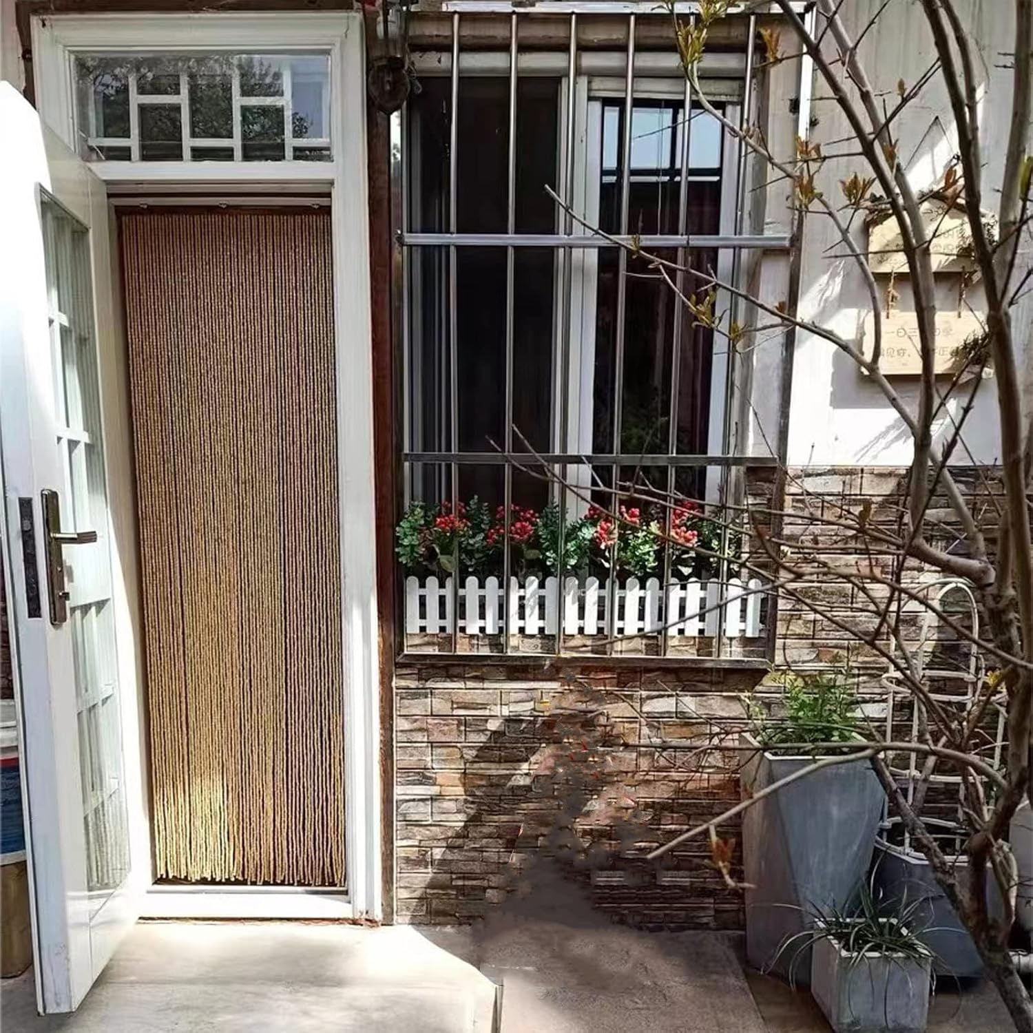 Natural Bamboo Beaded Curtain for Doorways and Decor