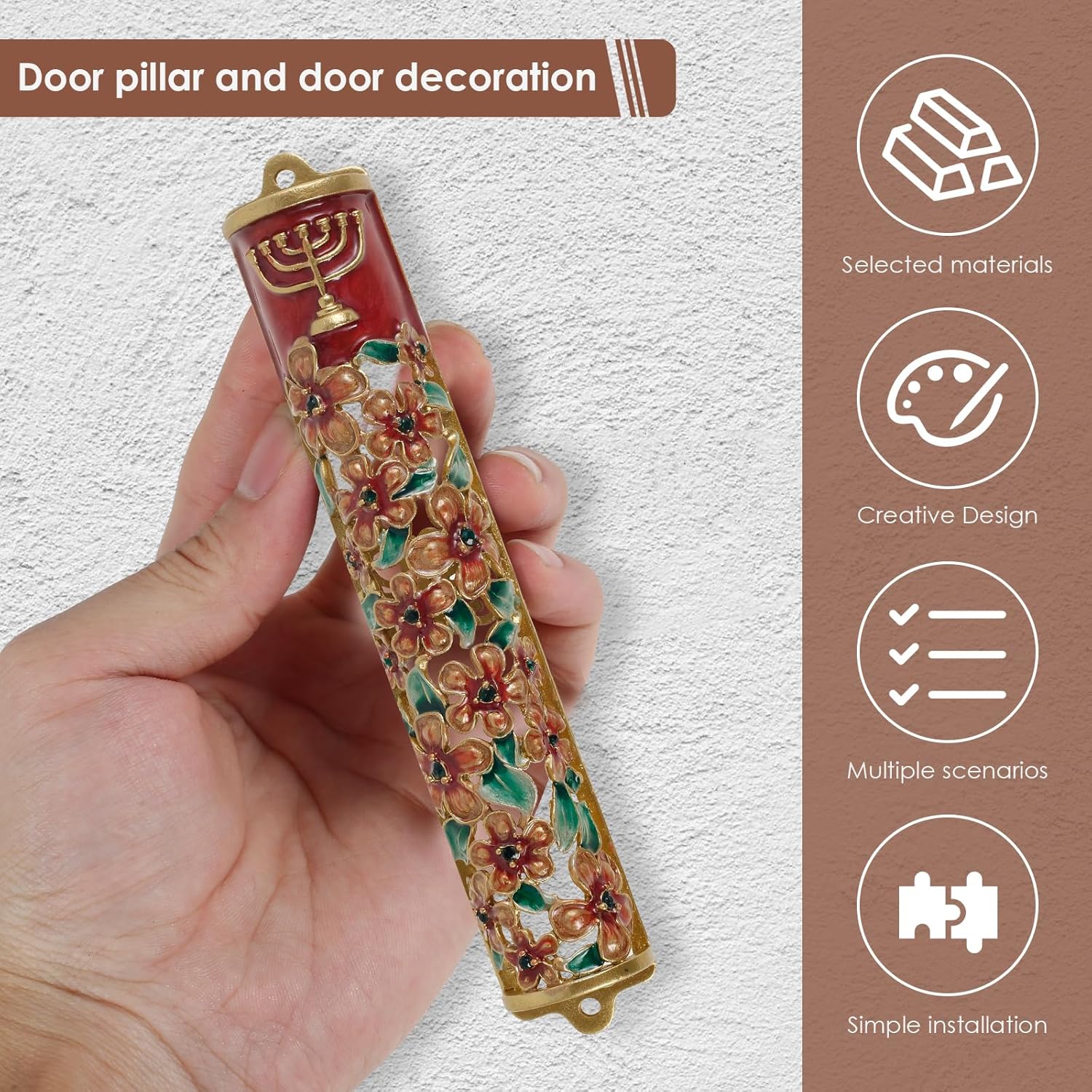 Hand Painted Zinc Alloy Mezuzah Decorative Artwork