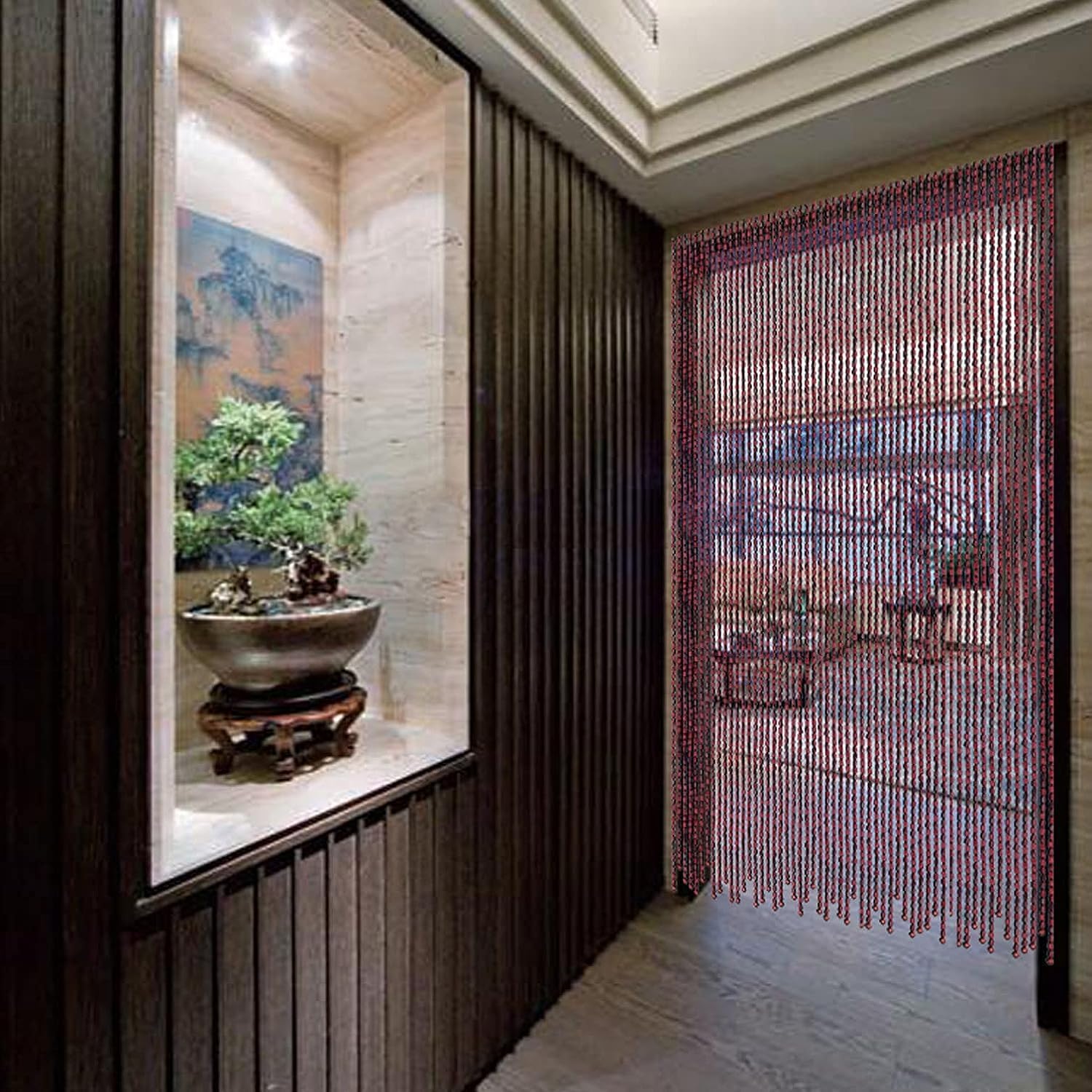 Wcxixo Natural Wooden Beaded Curtain Decorative Panel