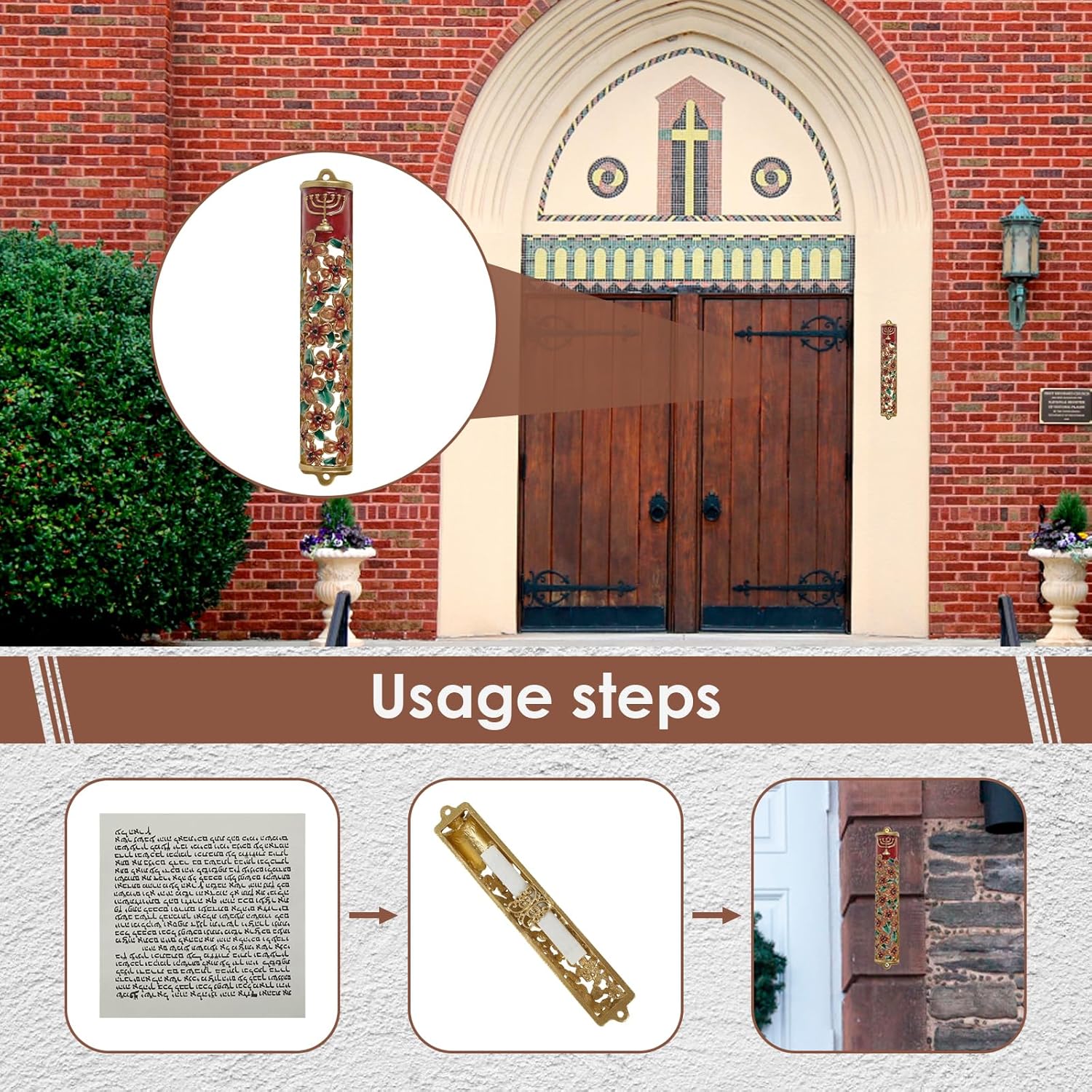 Hand Painted Zinc Alloy Mezuzah Decorative Artwork