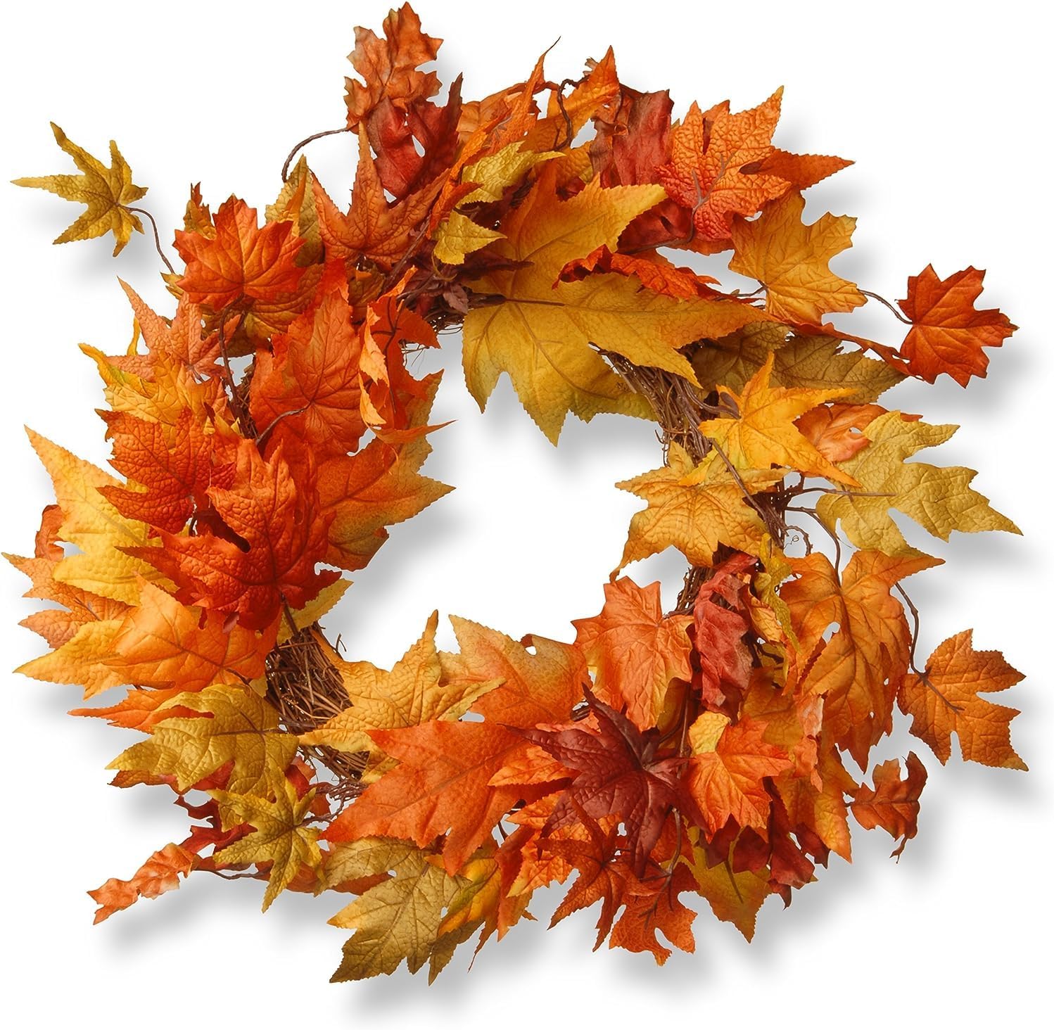 National Tree Company Artificial Autumn Wreath with Maple Leaves 24 Inches