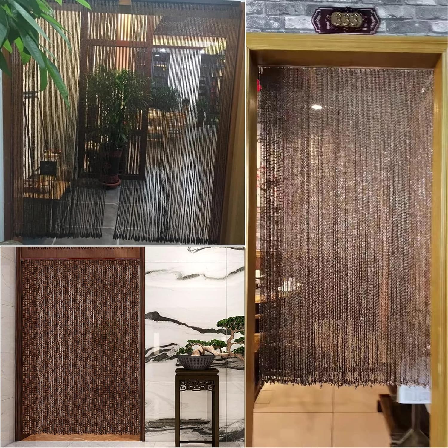 Bamboo Beaded Curtain for Doorway and Room Divider