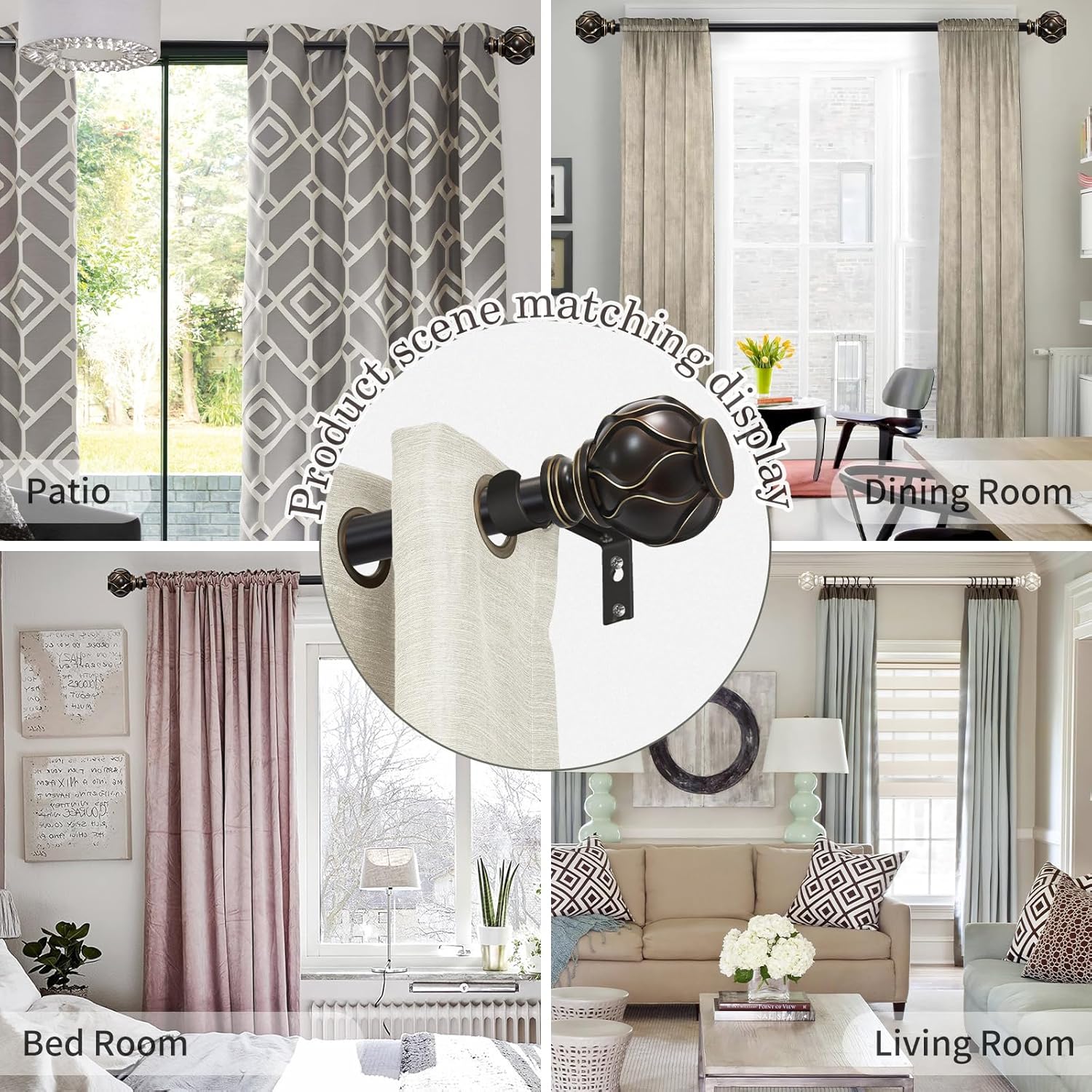 EQURROY Bronze Curtain Rod for Windows 28-48 Inches 23-4ft