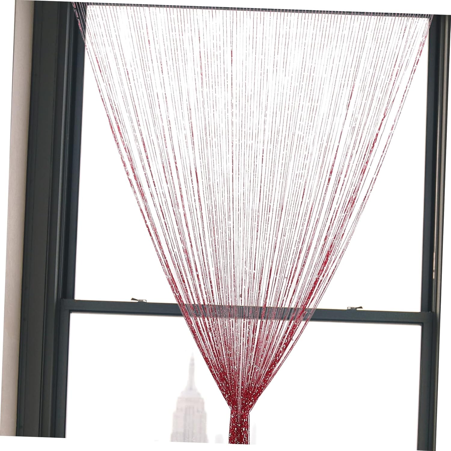 Silver Silk String Curtains for Doorway Boho Room Divider
