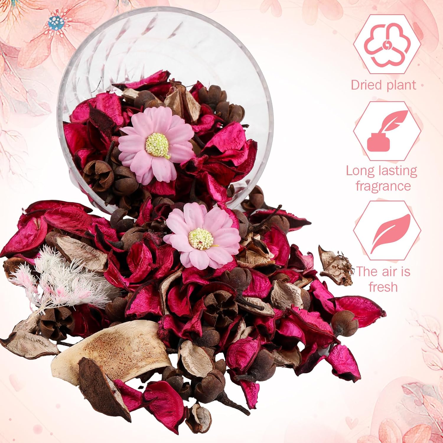 Nuanchu 8 Pack Rose Scented Potpourri Dried Flowers Home Decor