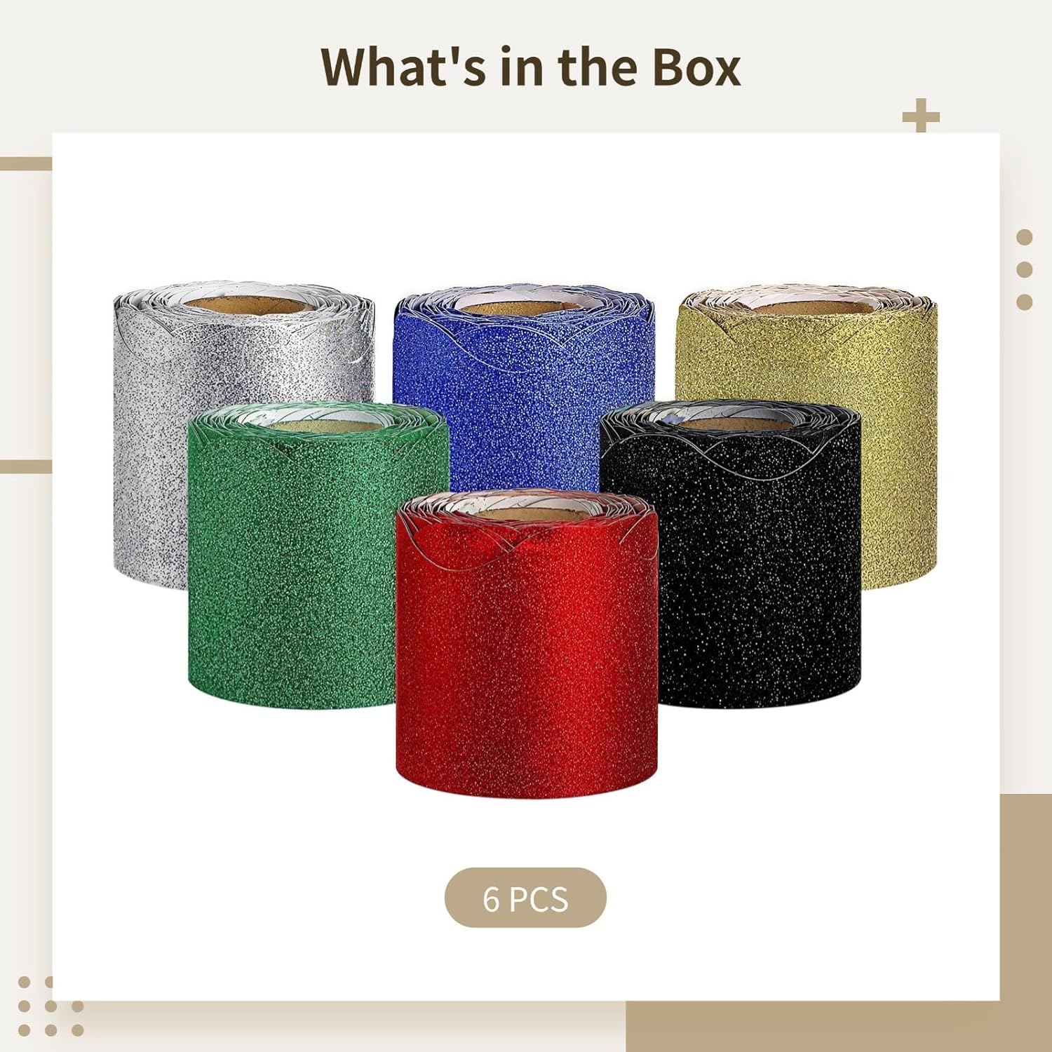 Glitter Bulletin Board Borders Set of 6