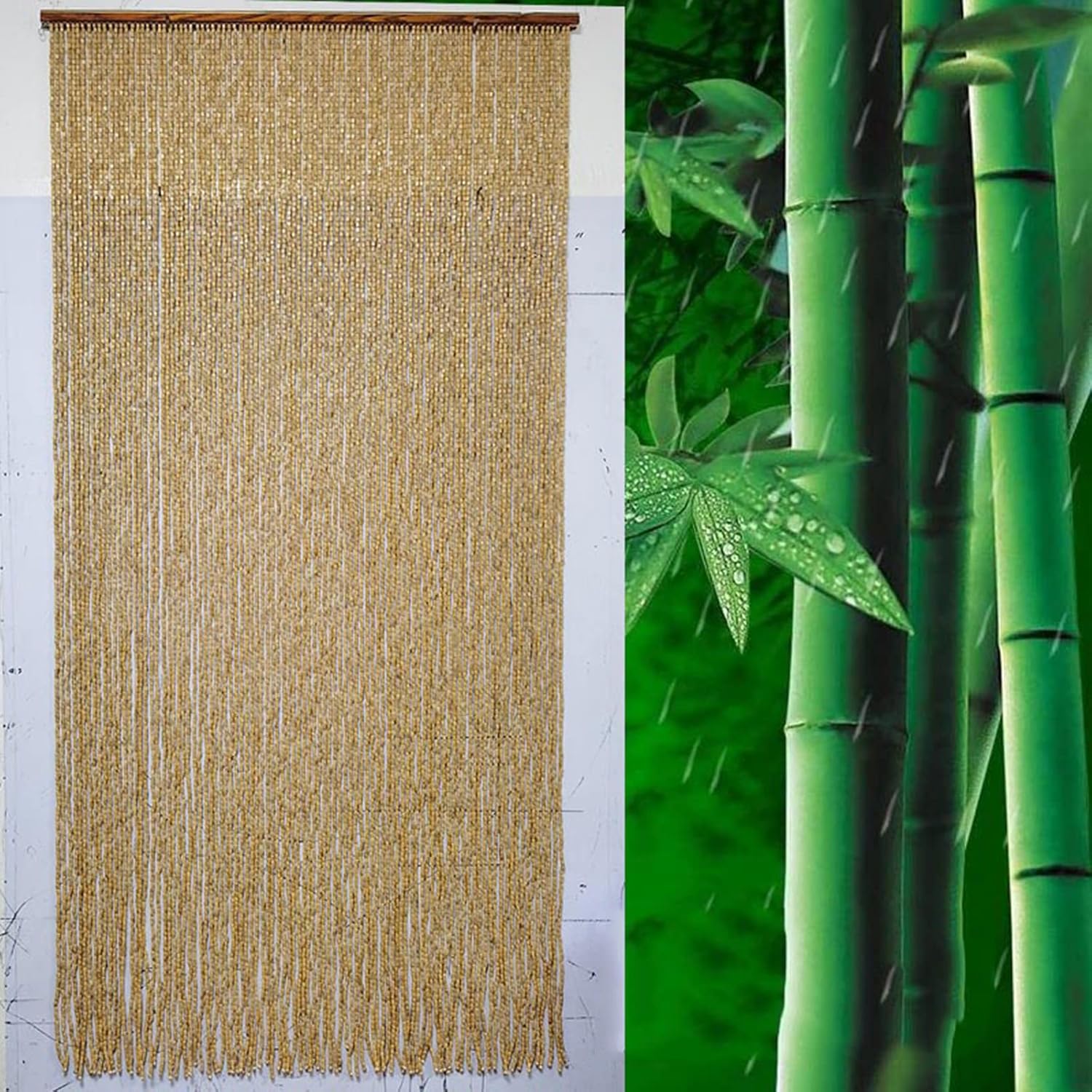 Handmade Bamboo Beaded Curtain for Bedroom and Doorway