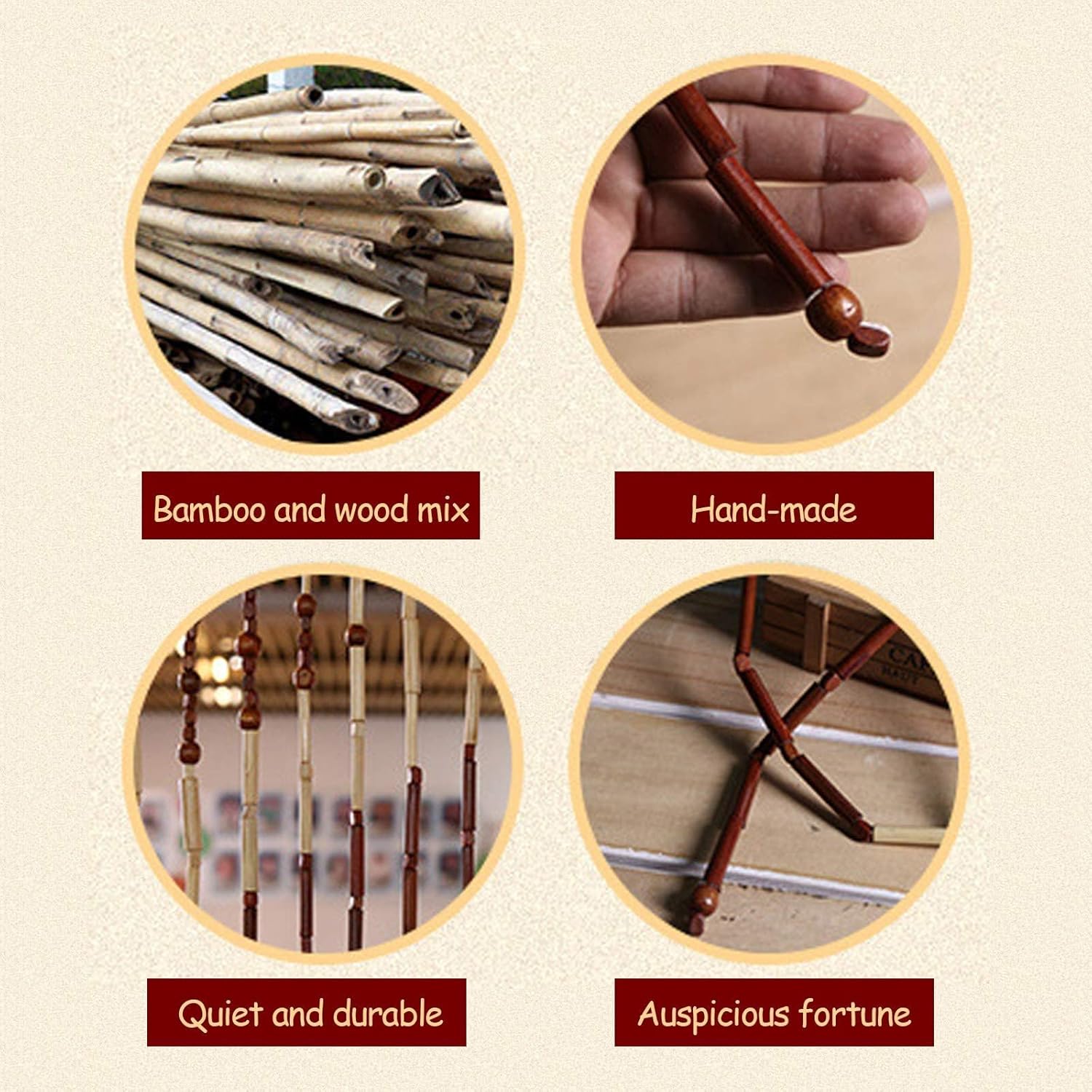 CNCEST Wooden Bead Curtain 90x175cm 27 Lines