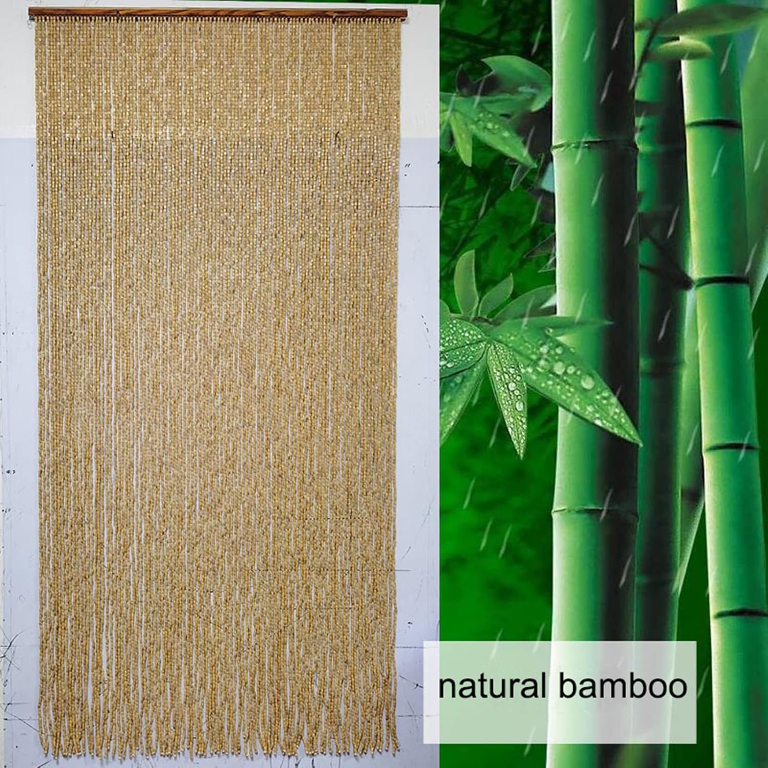 Natural Bamboo Beaded Curtain for Doorways