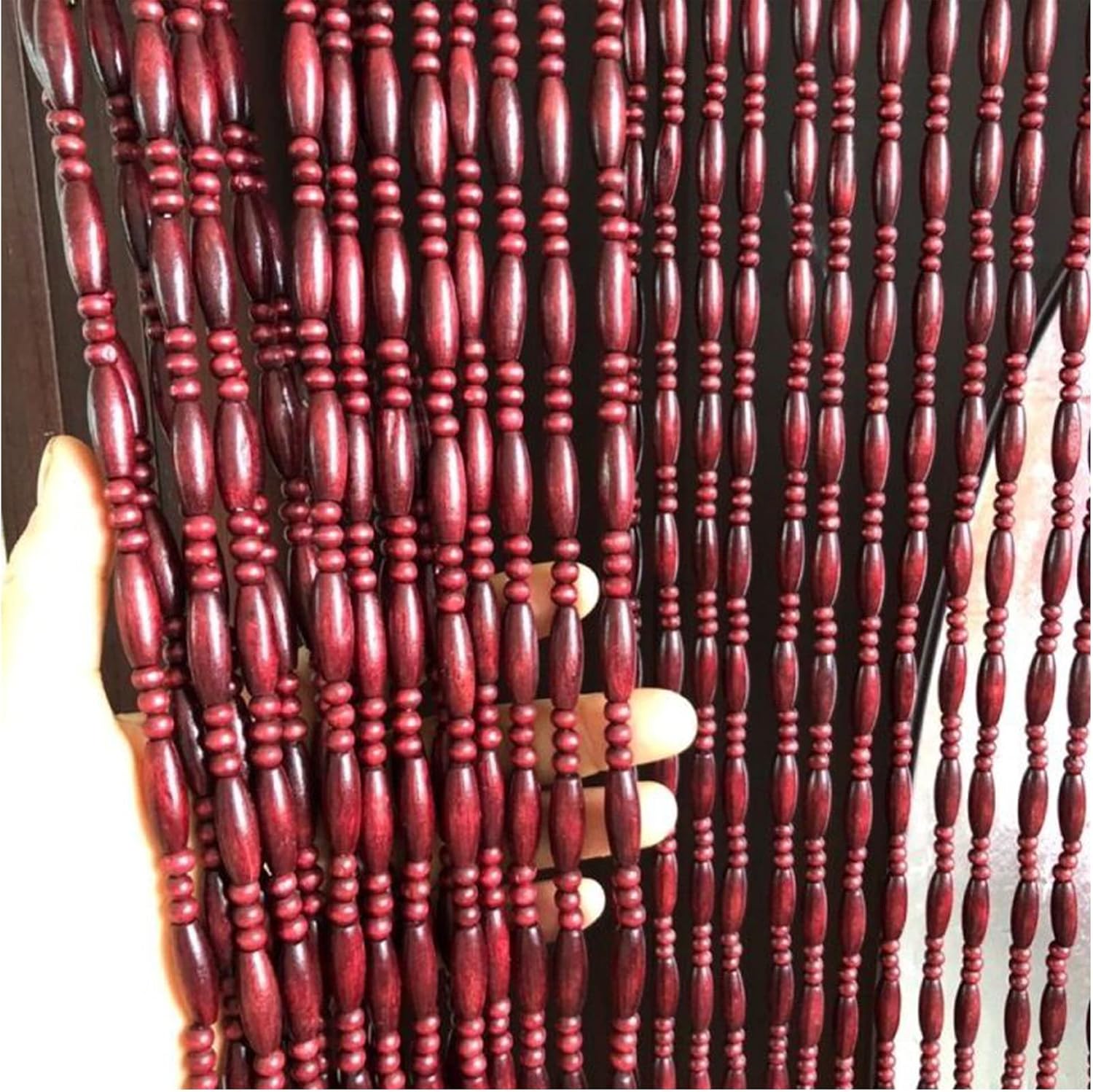 Wooden Beaded Door Curtain with 55 Strands