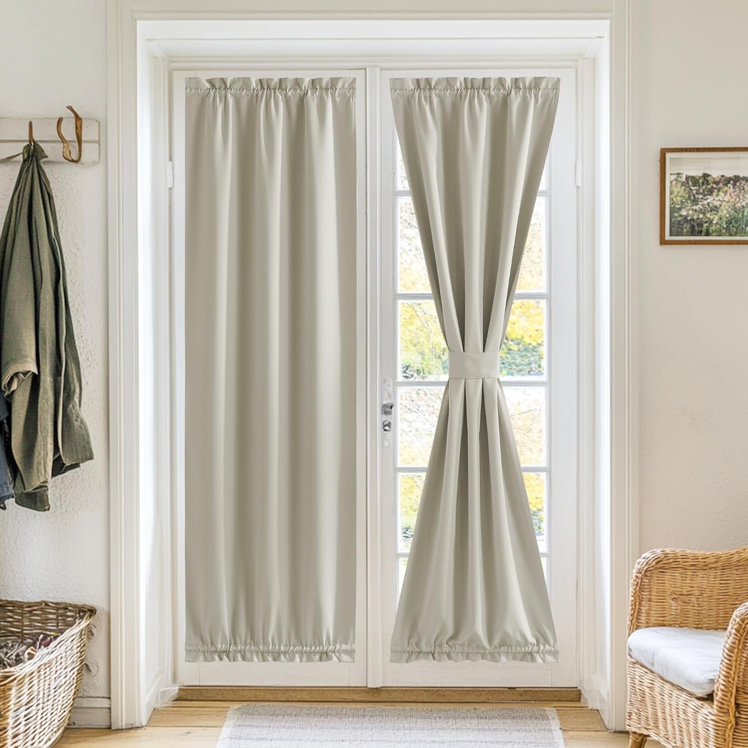 RYB HOME Blackout Curtain Panel 26x72 for French Doors