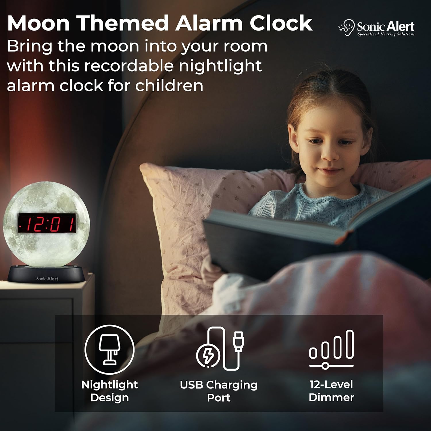 Sonic Alert Moon Alarm Clock Nightlight