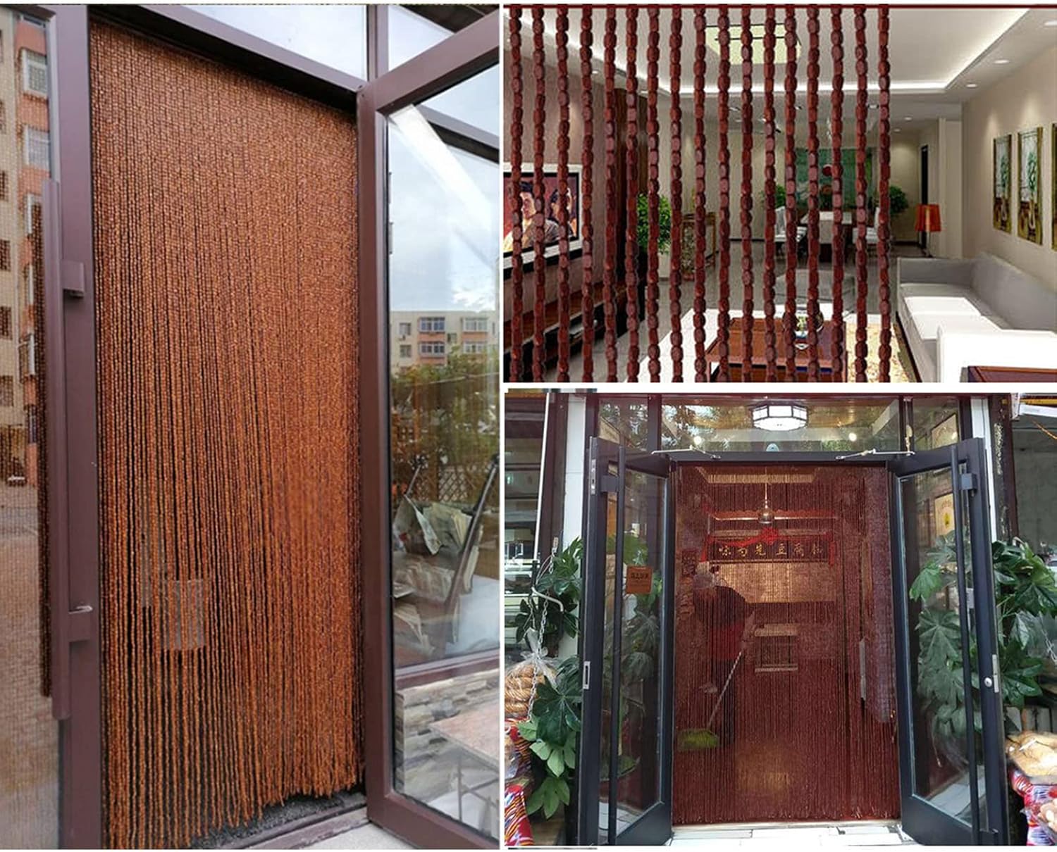 Natural Bamboo Beaded Curtain Panel for Doorway Decor