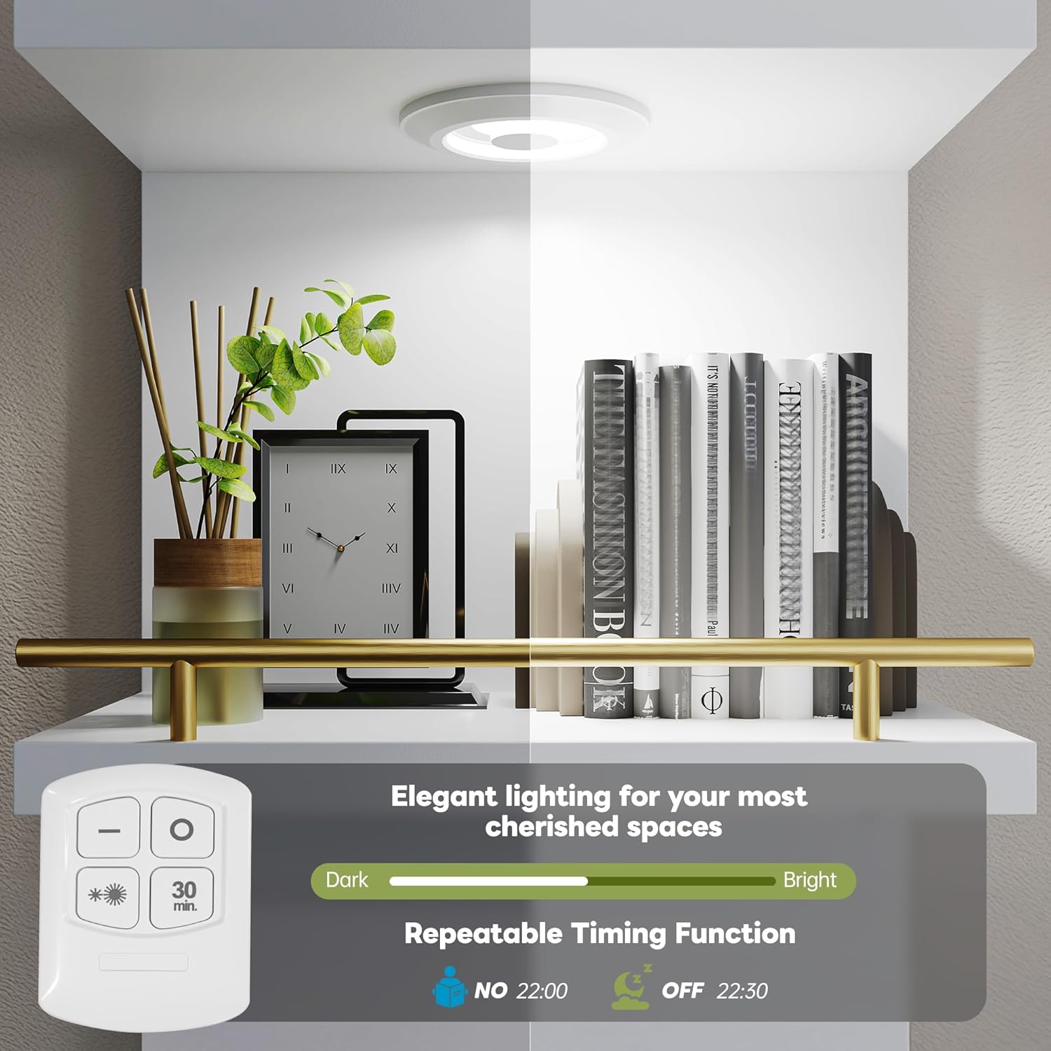 REIBII 6 Tier Wall Shelf with LED Light