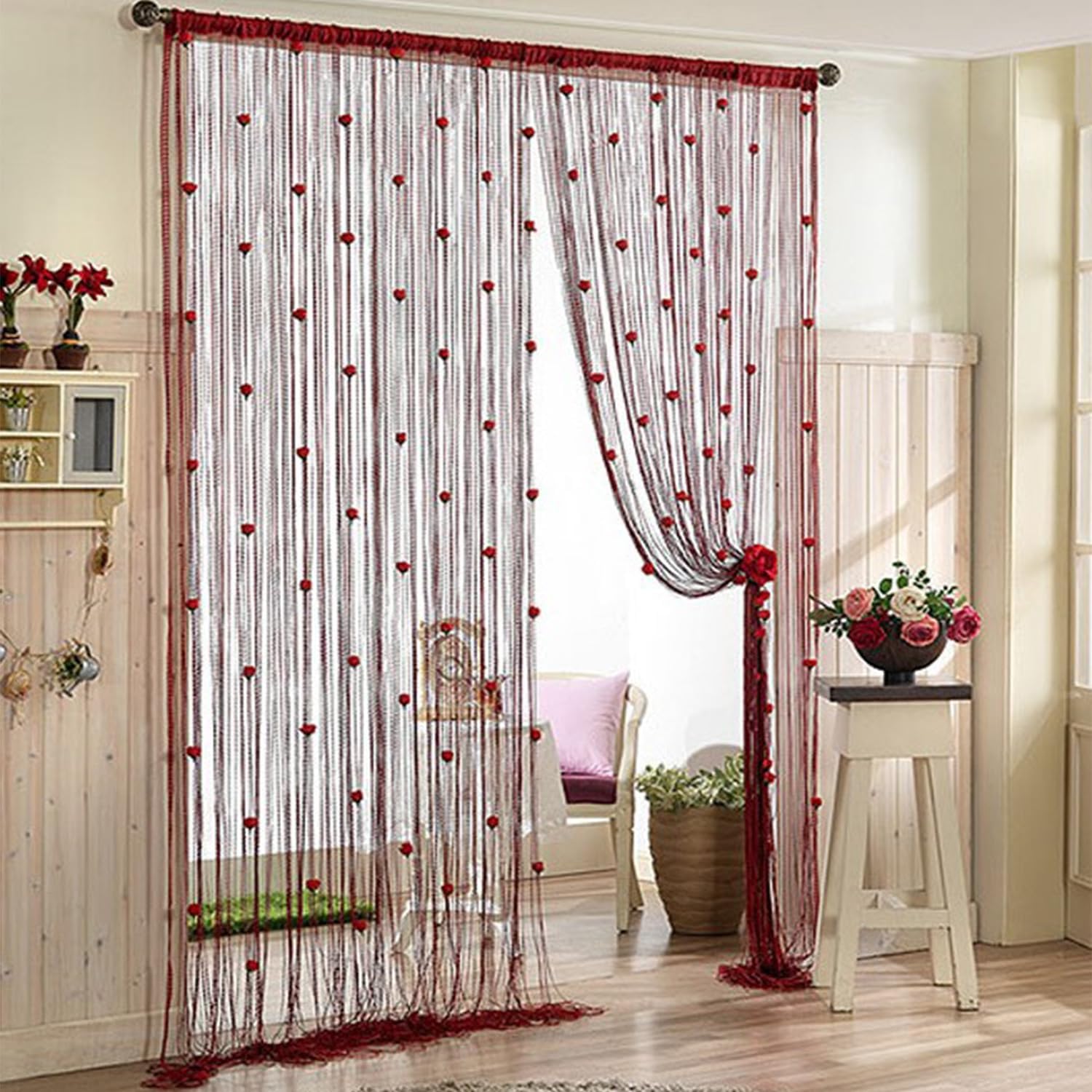 RJDJ Rose Thread Door Curtain for Home Decor