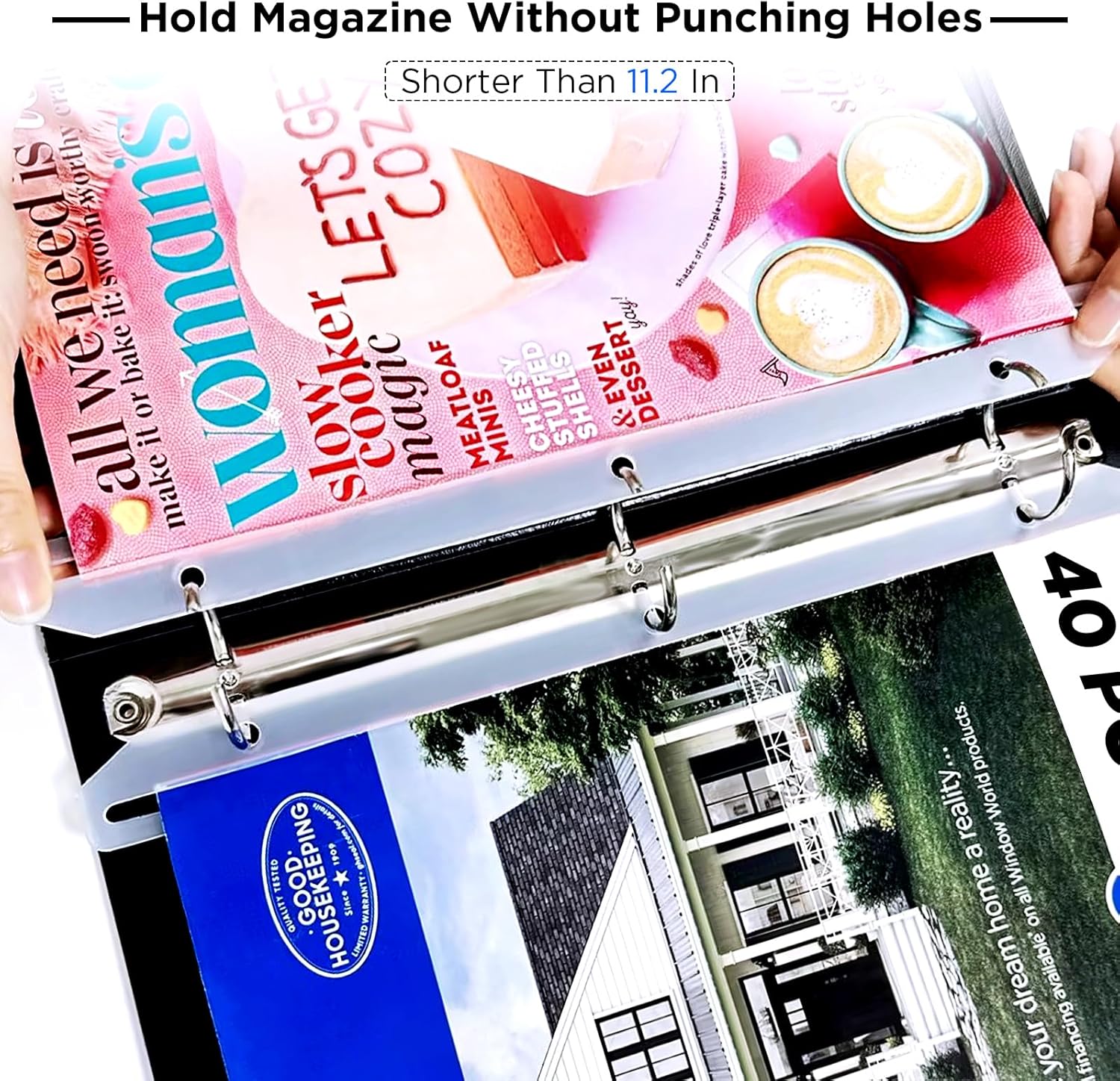 CollectHall Magazine Holders 40 Pack Translucent White 3 Hole Punched
