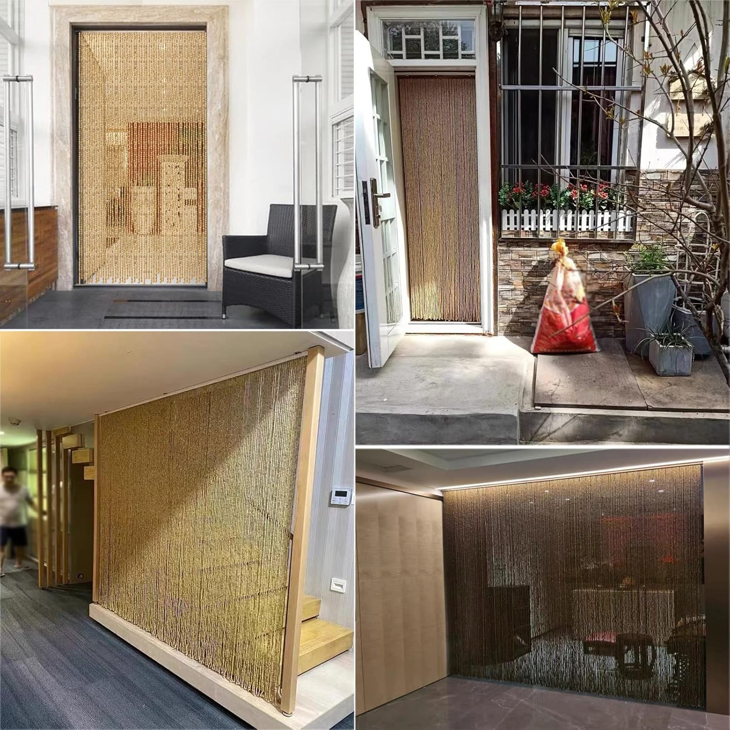 Natural Bamboo Beaded Curtain for Doorways