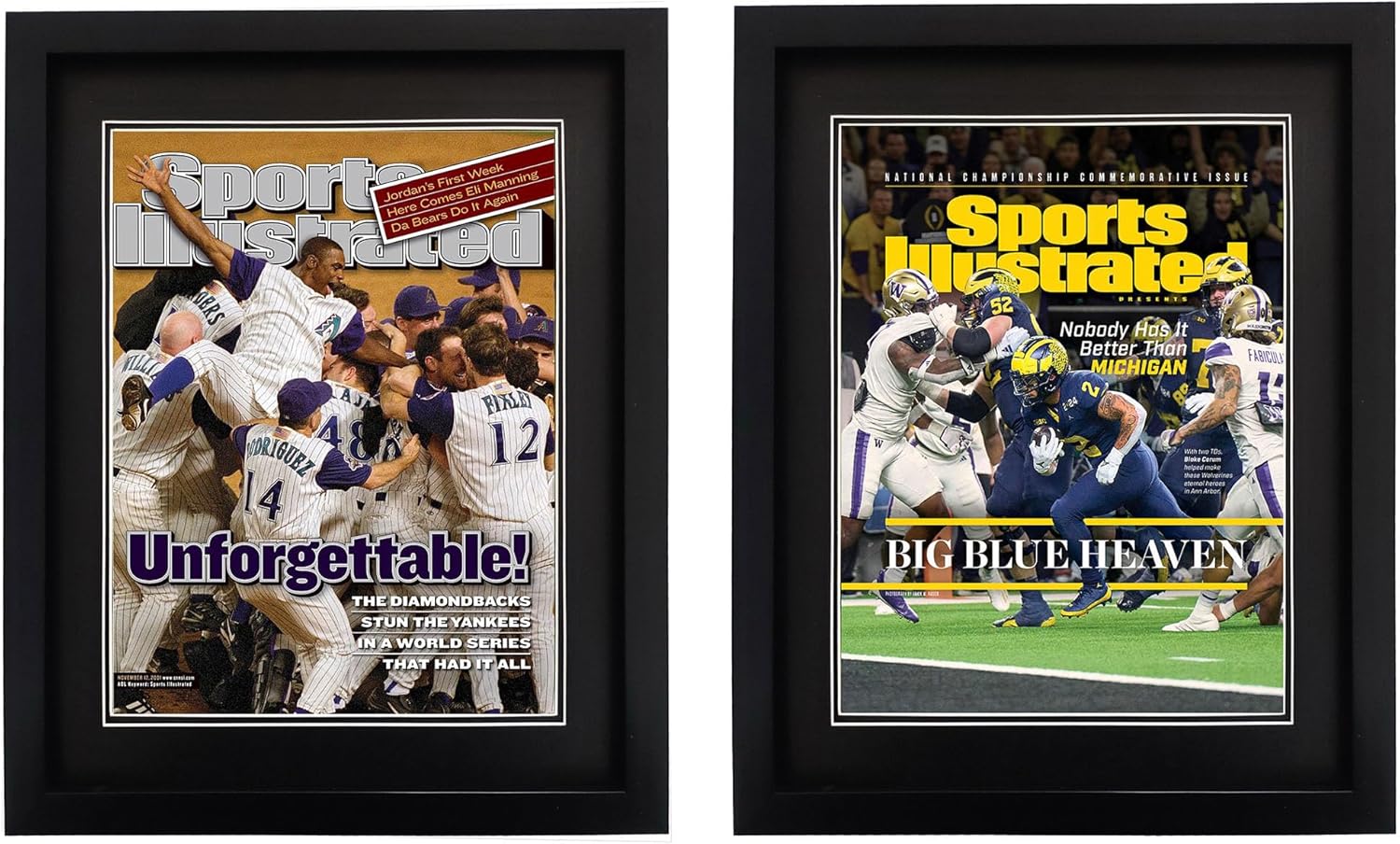 2 Pack Sports Magazine Frame with Black Matting and Hangers