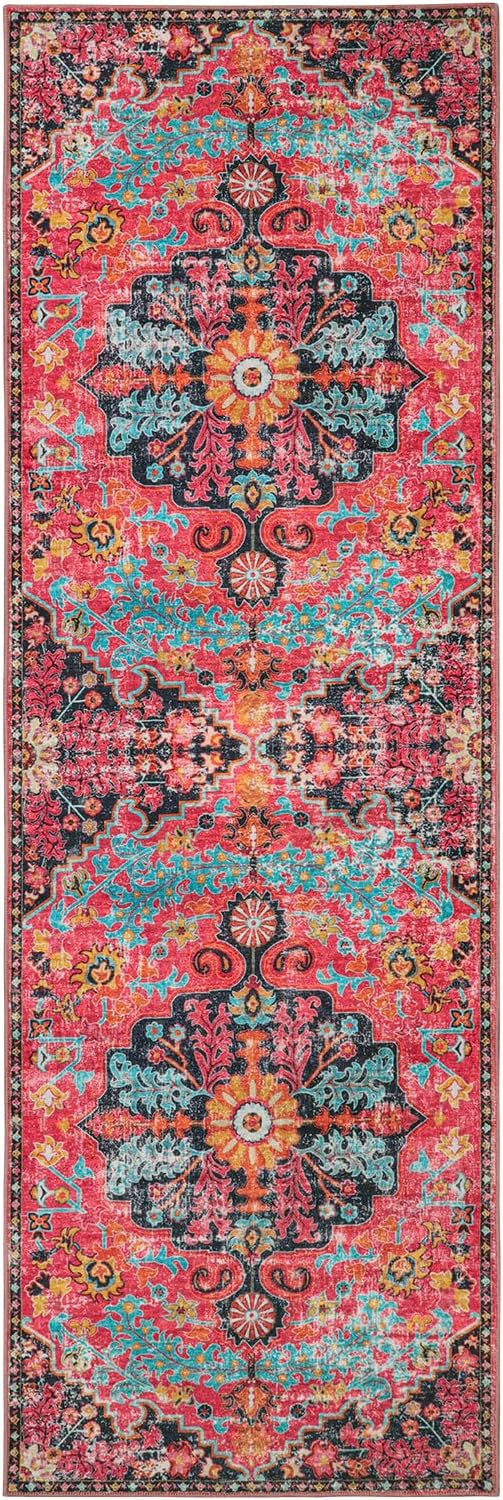 Wonnitar Bohemian Runner Rug Hot Pink 2x6